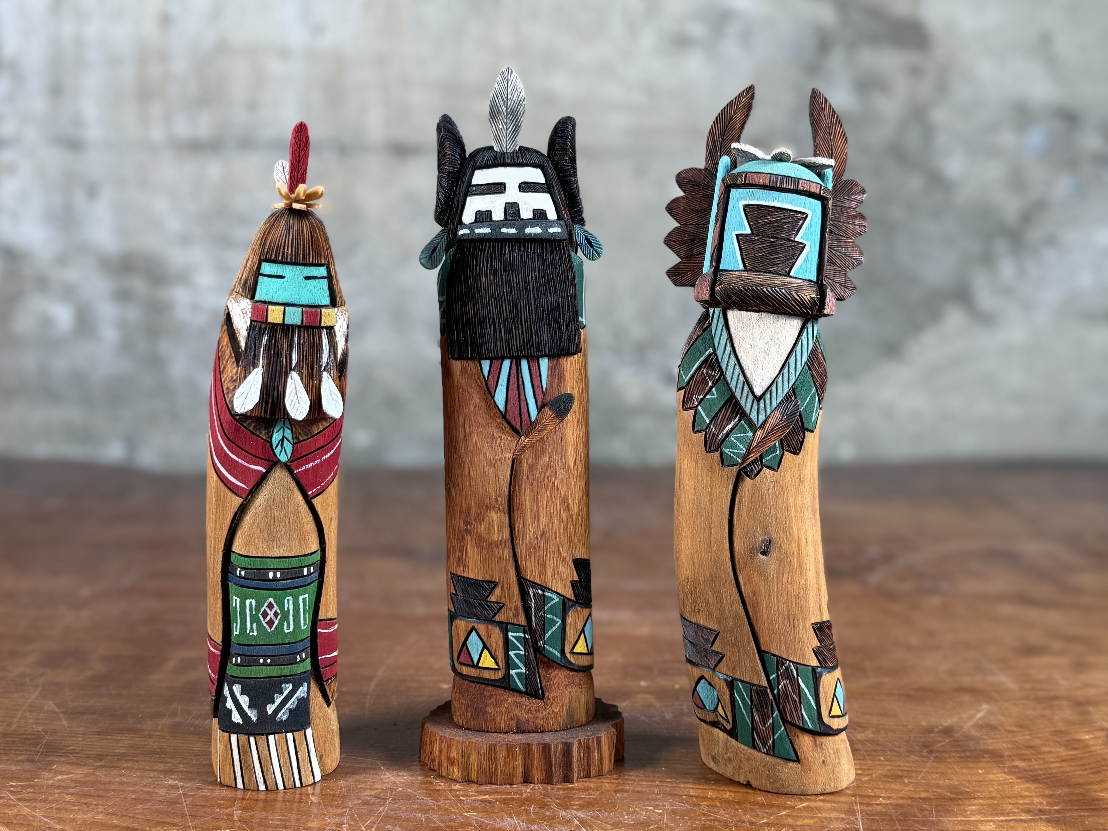 HOPI & ZUNI, TRIO OF SHALAKO DOLLS