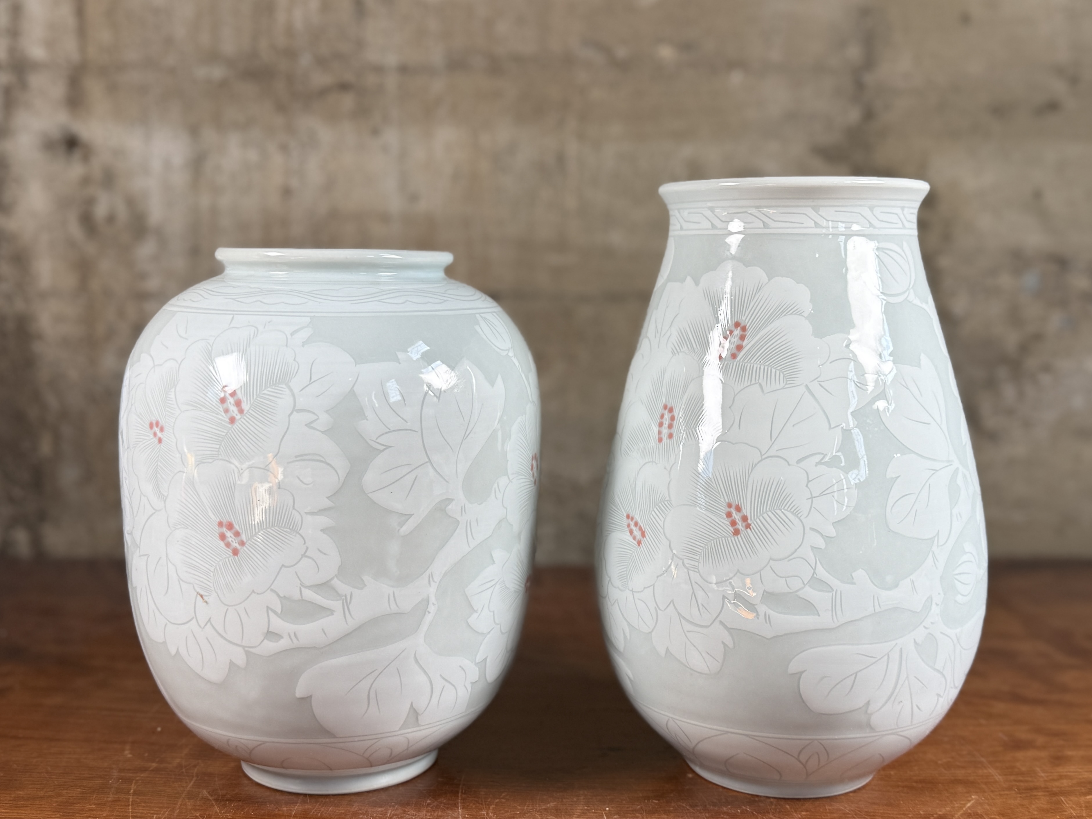 PAIR OF KOREAN CELADON VASES