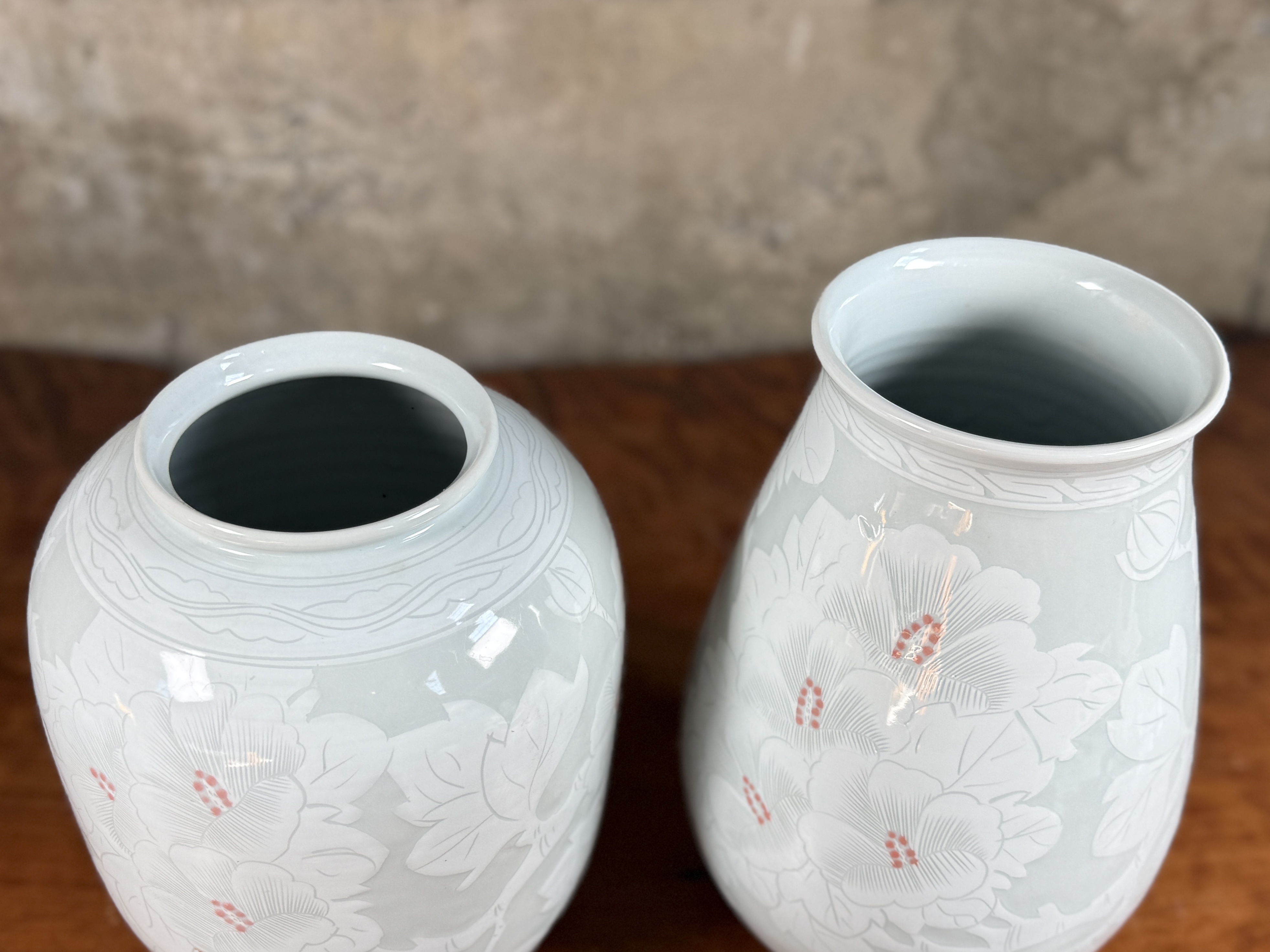PAIR OF KOREAN CELADON VASES