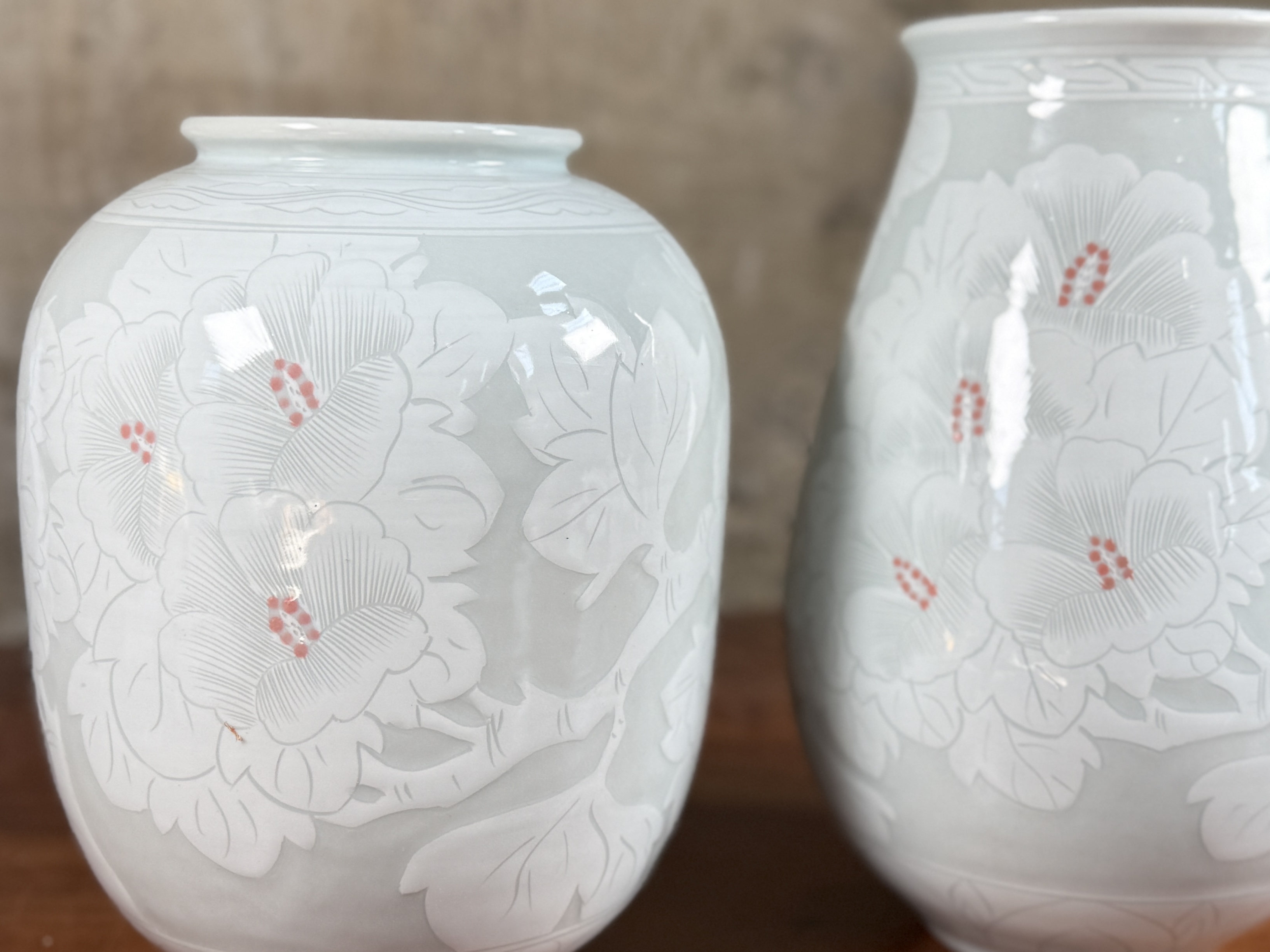 PAIR OF KOREAN CELADON VASES