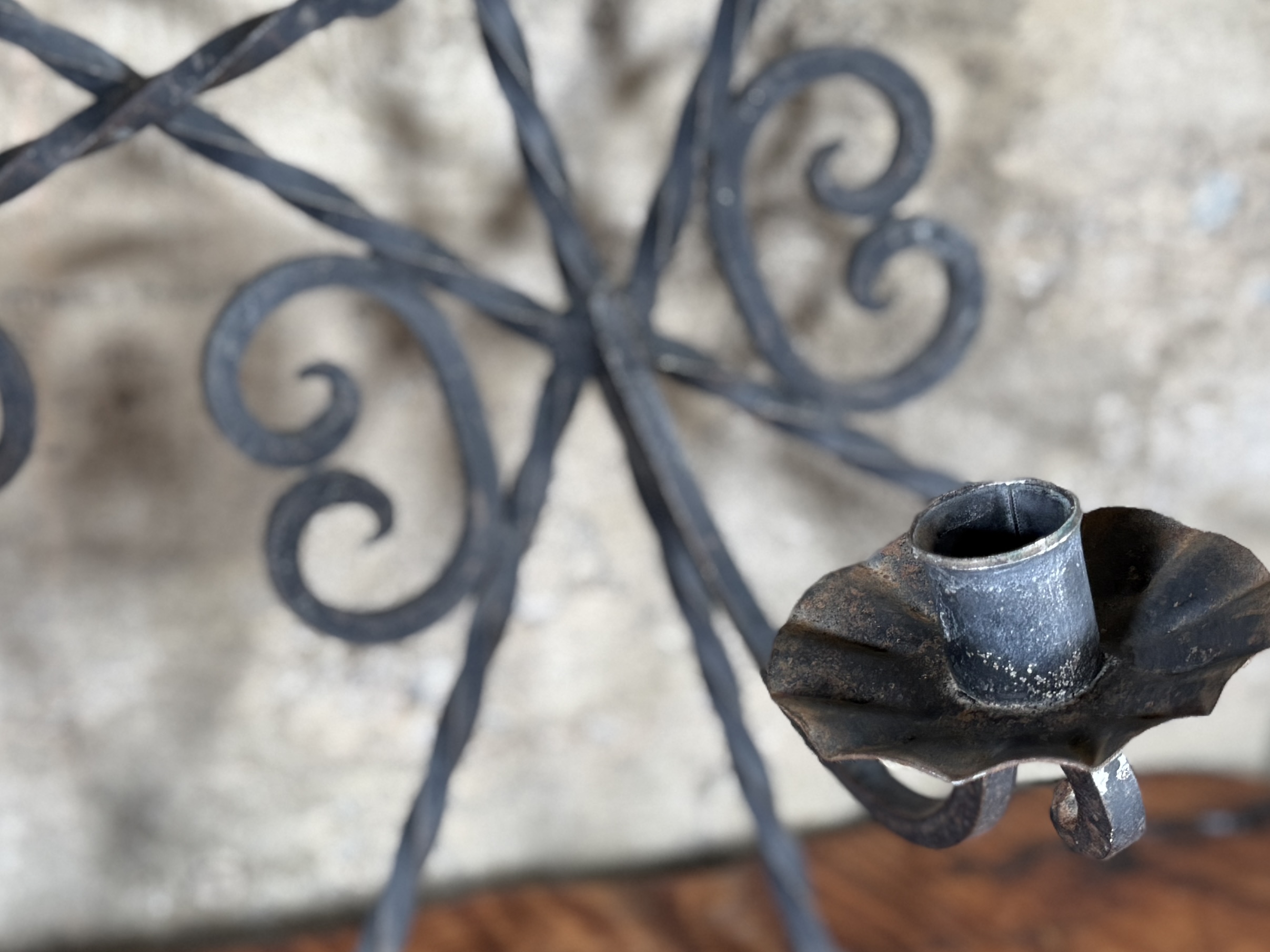 PAIR OF WROUGHT IRON CANDLE WALL SCONCES