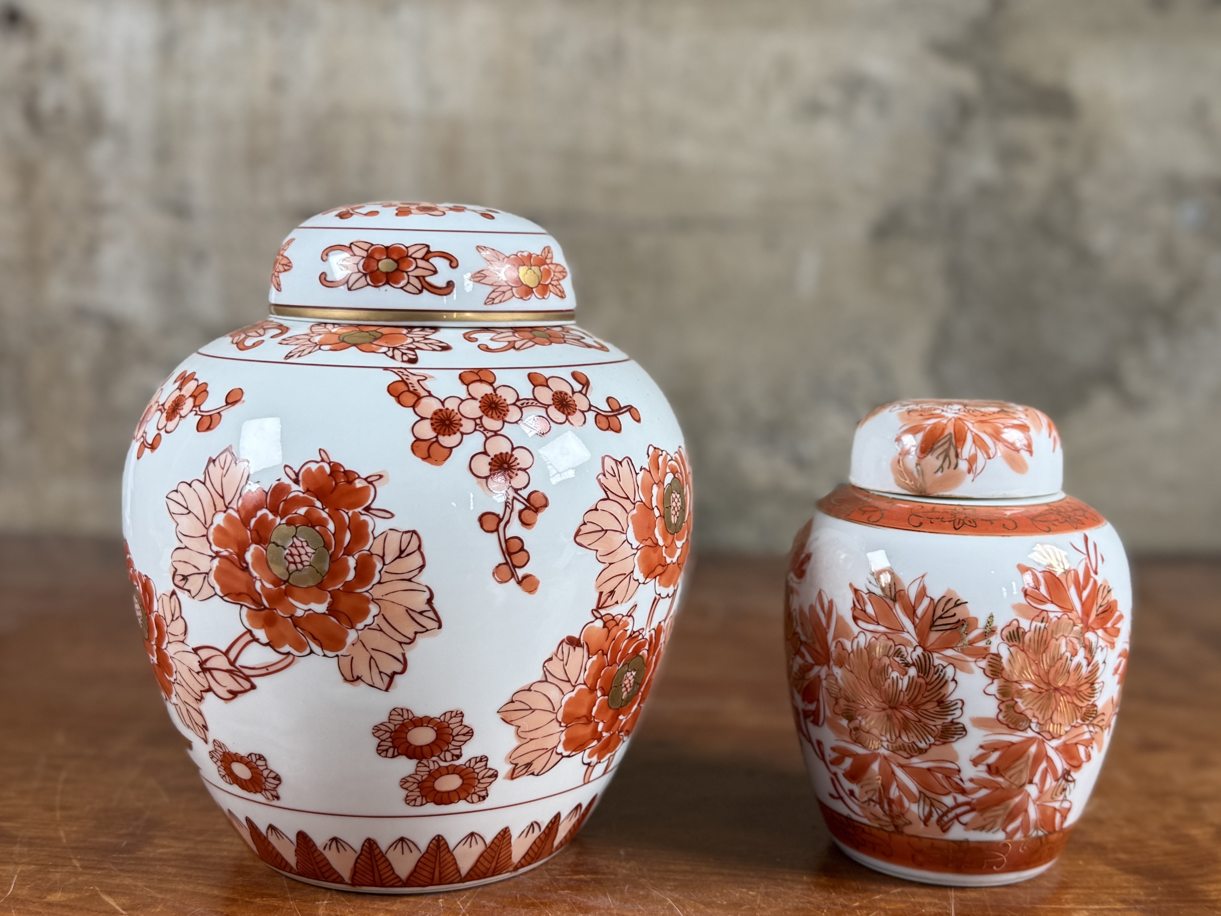 GOLD IMARI JAPANESE PORCELAIN GINGER JARS