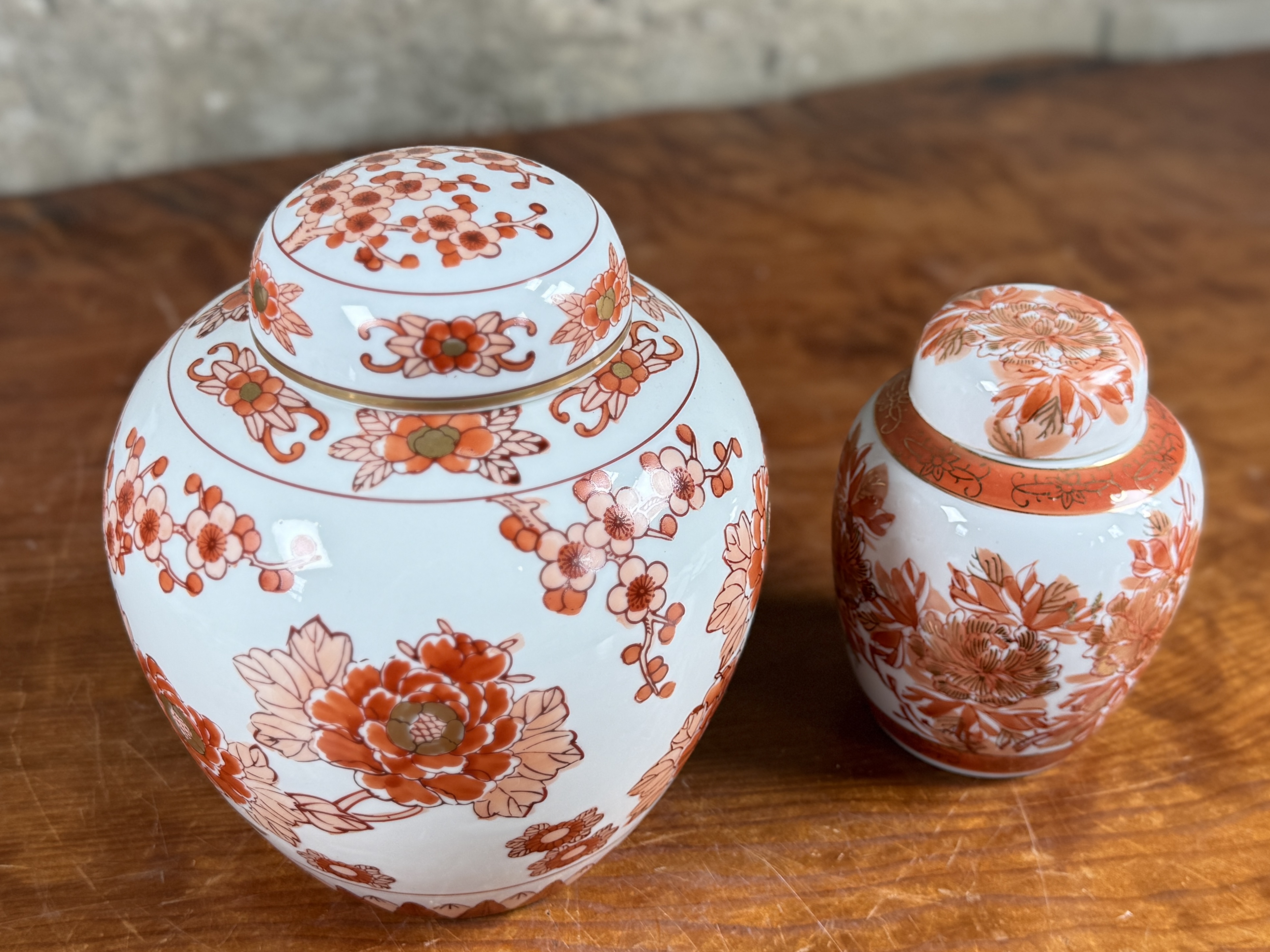 GOLD IMARI JAPANESE PORCELAIN GINGER JARS
