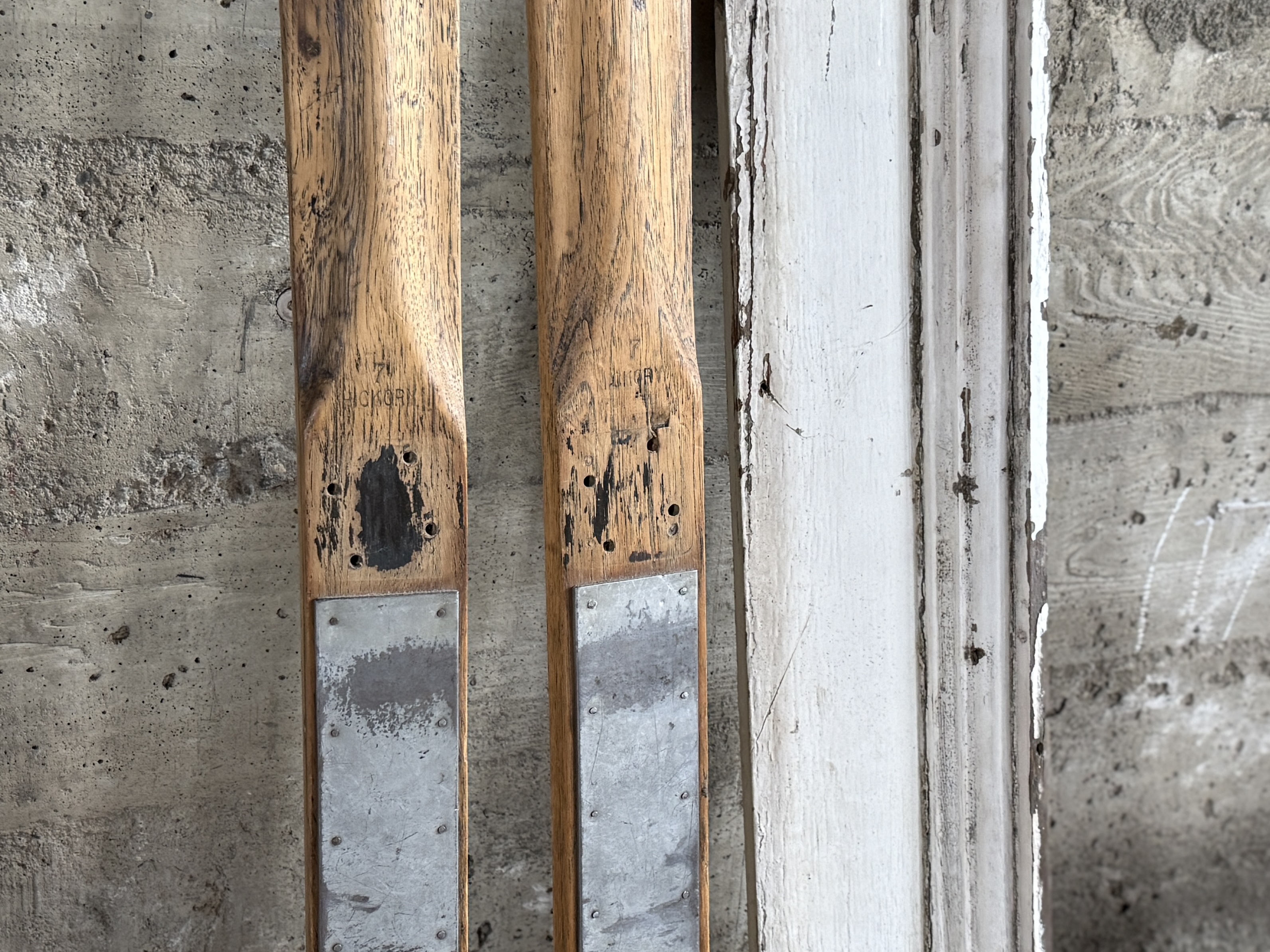 ANTIQUE SKIS & ARCHITECTURAL SHELVING PIECE
