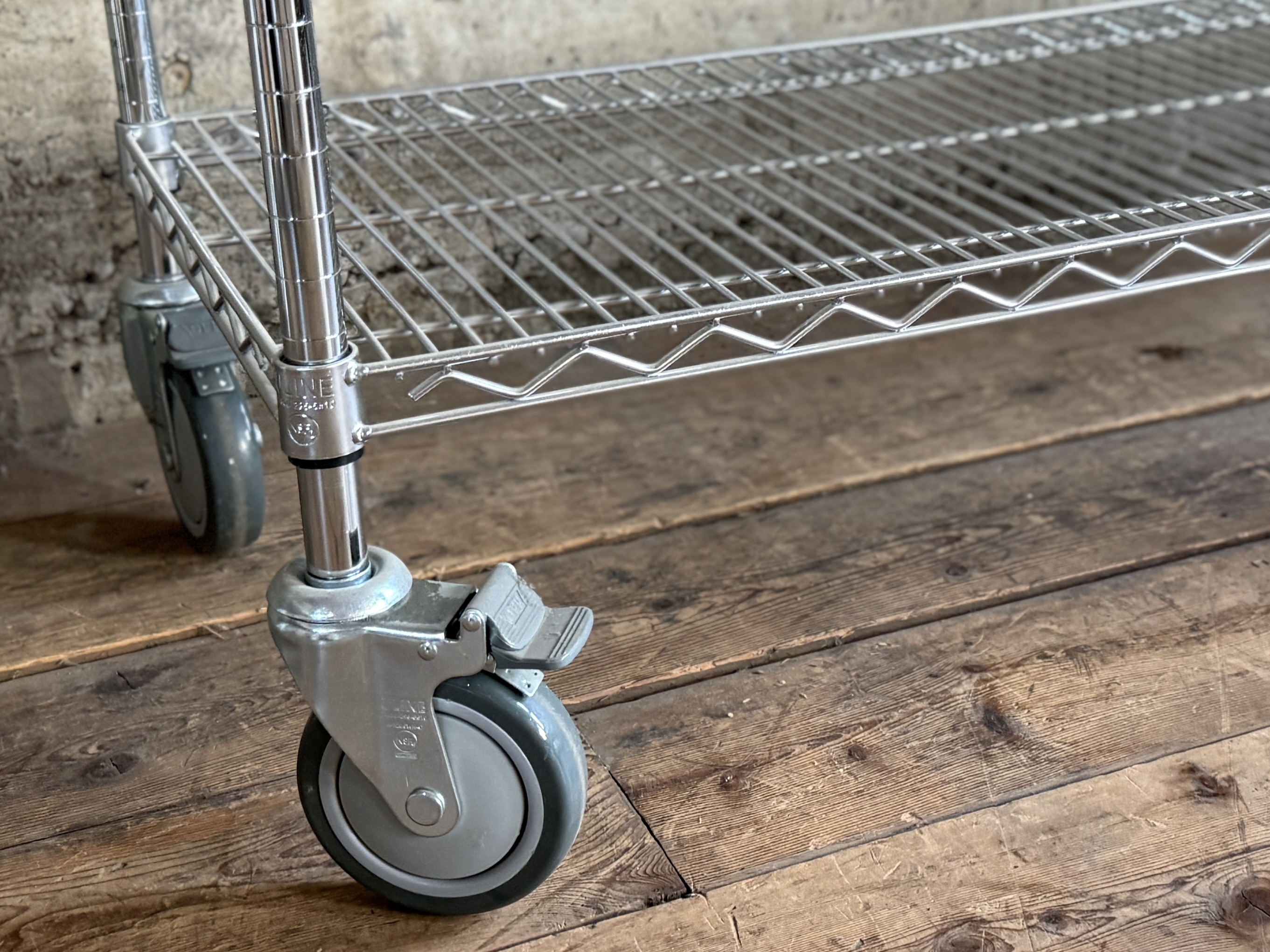 ULINE FOUR-TIER ROLLING STEEL WIRE SHELVING UNIT #2