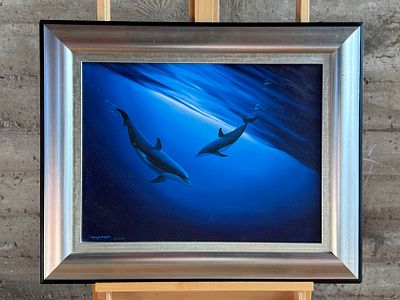 ROBERT WYLAND, "MINDS IN THE WATERS". "Minds in the Waters", an original oil painting on canvas 