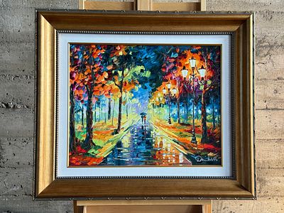 DANIEL WALL, "ROMANTIC STROLL". "Romantic Stroll", an embellished giclee by listed artist 