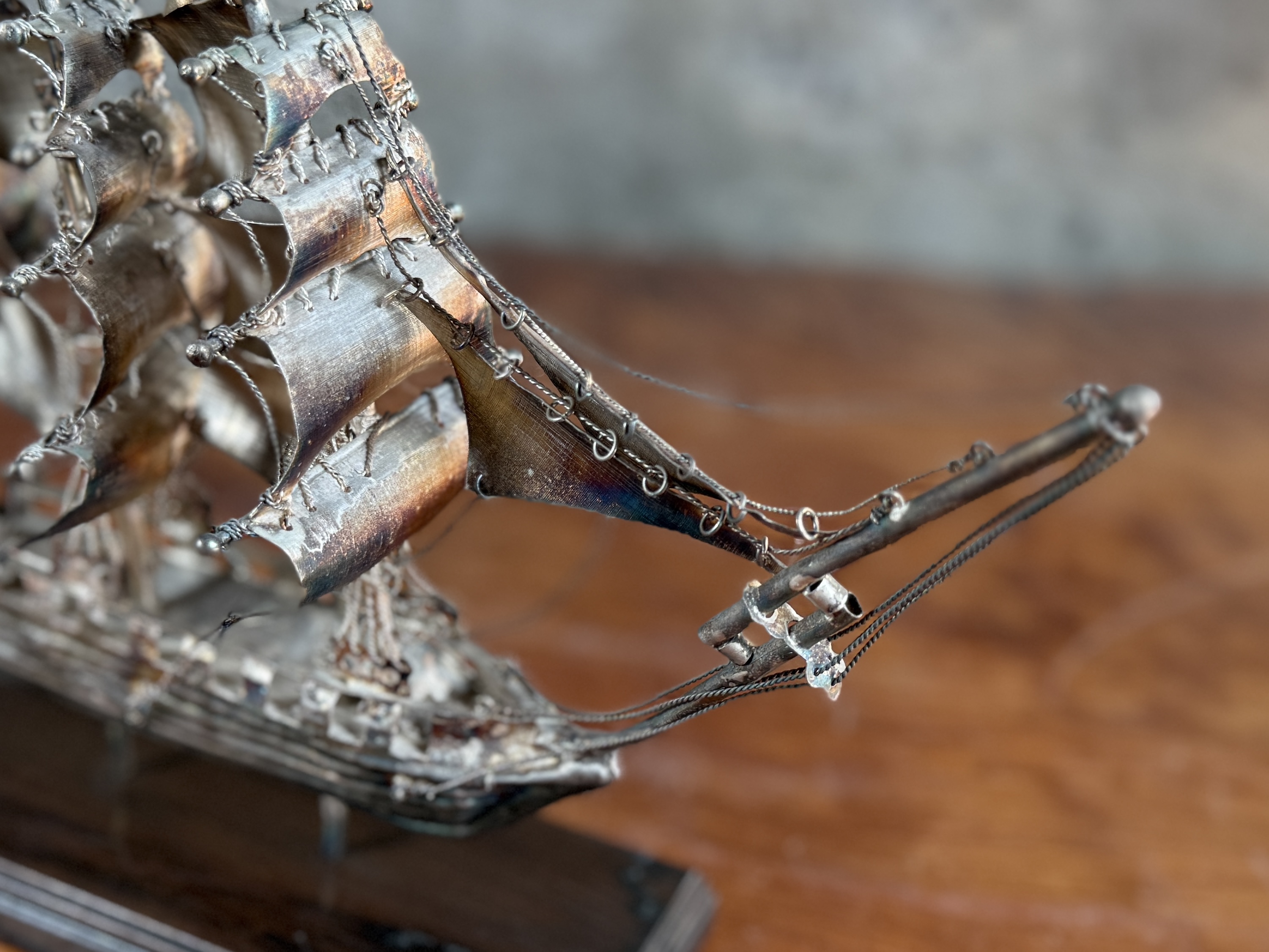 STERLING SILVER SHIP SCULPTURE