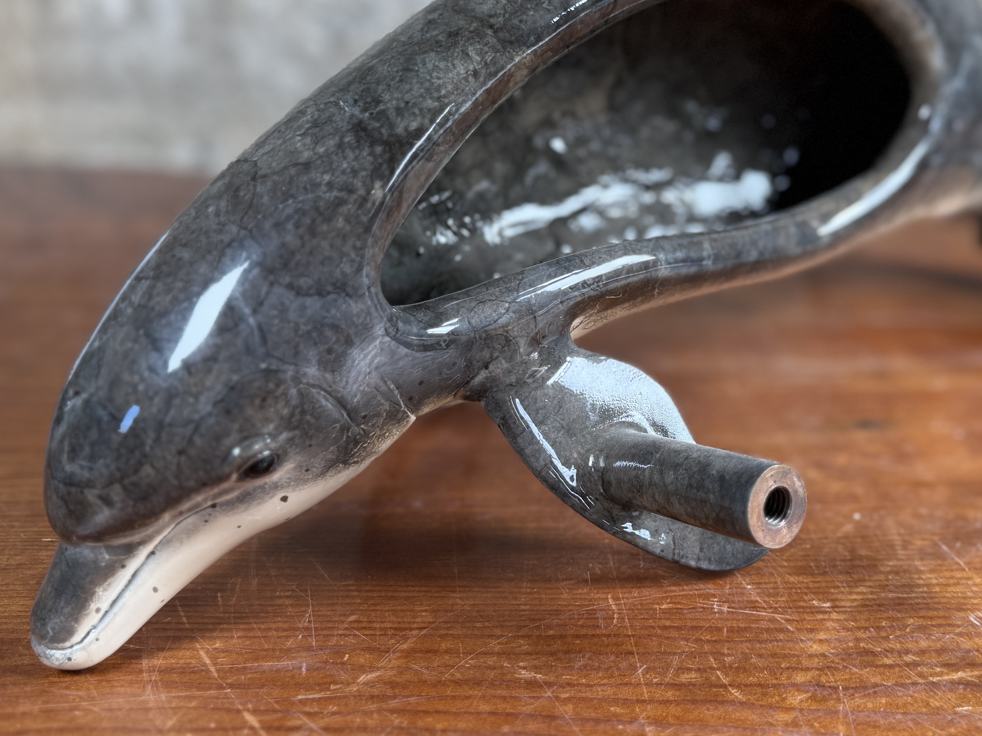 ROBERT WYLAND, CAST BRONZE DOLPHIN DOOR HANDLE