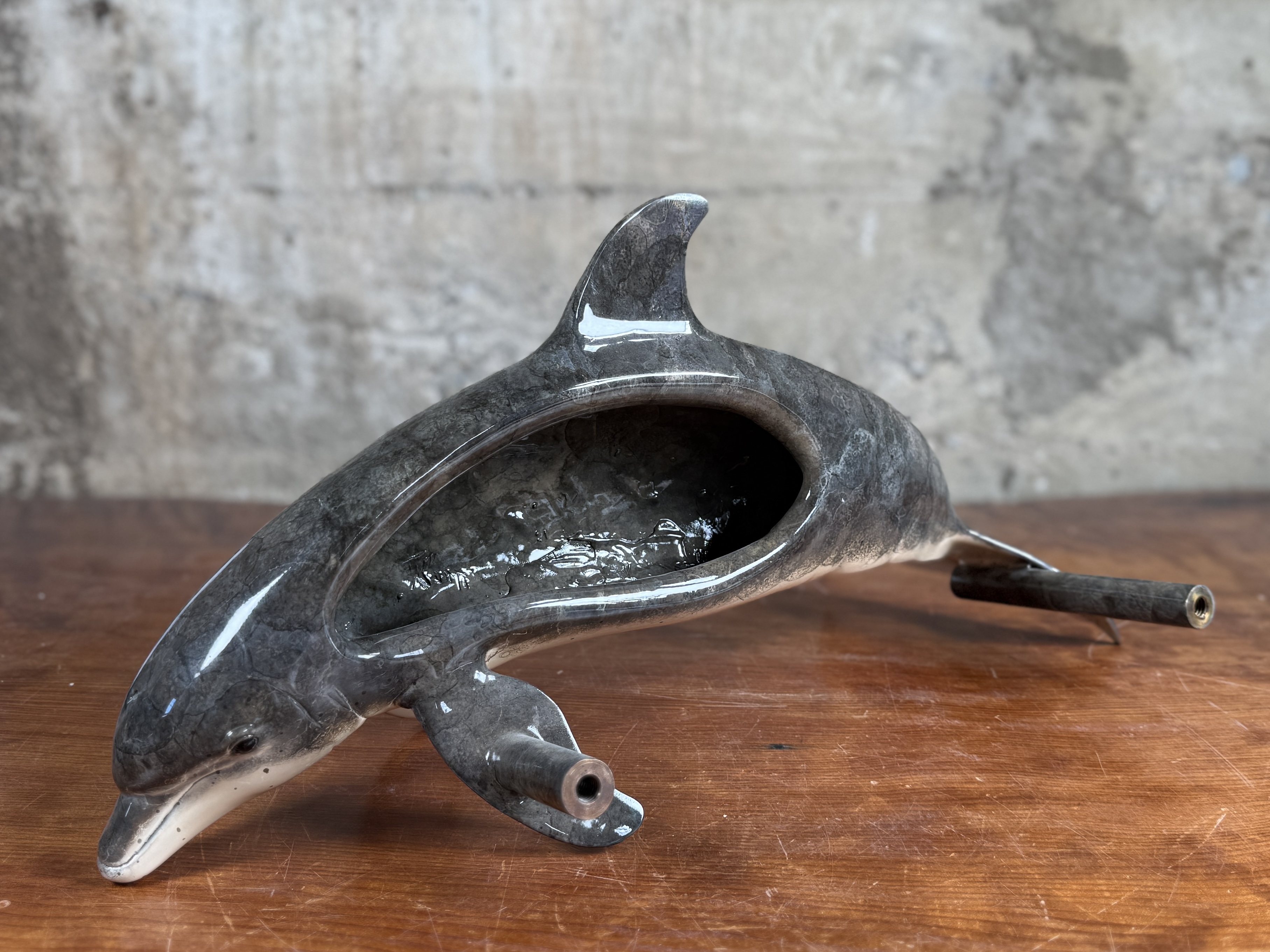 ROBERT WYLAND, CAST BRONZE DOLPHIN DOOR HANDLE