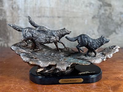 MARC PIERCE, "NIGHT HUNTERS". "Night Hunters", a hand-cast resin sculpture from the DEMDACO Marc 