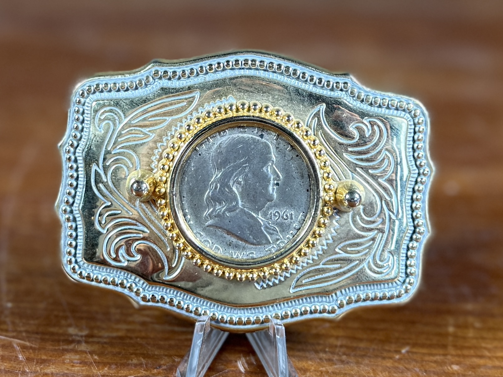1961 FRANKLIN SIL VER HALF DOLLAR BELT BUCKLE