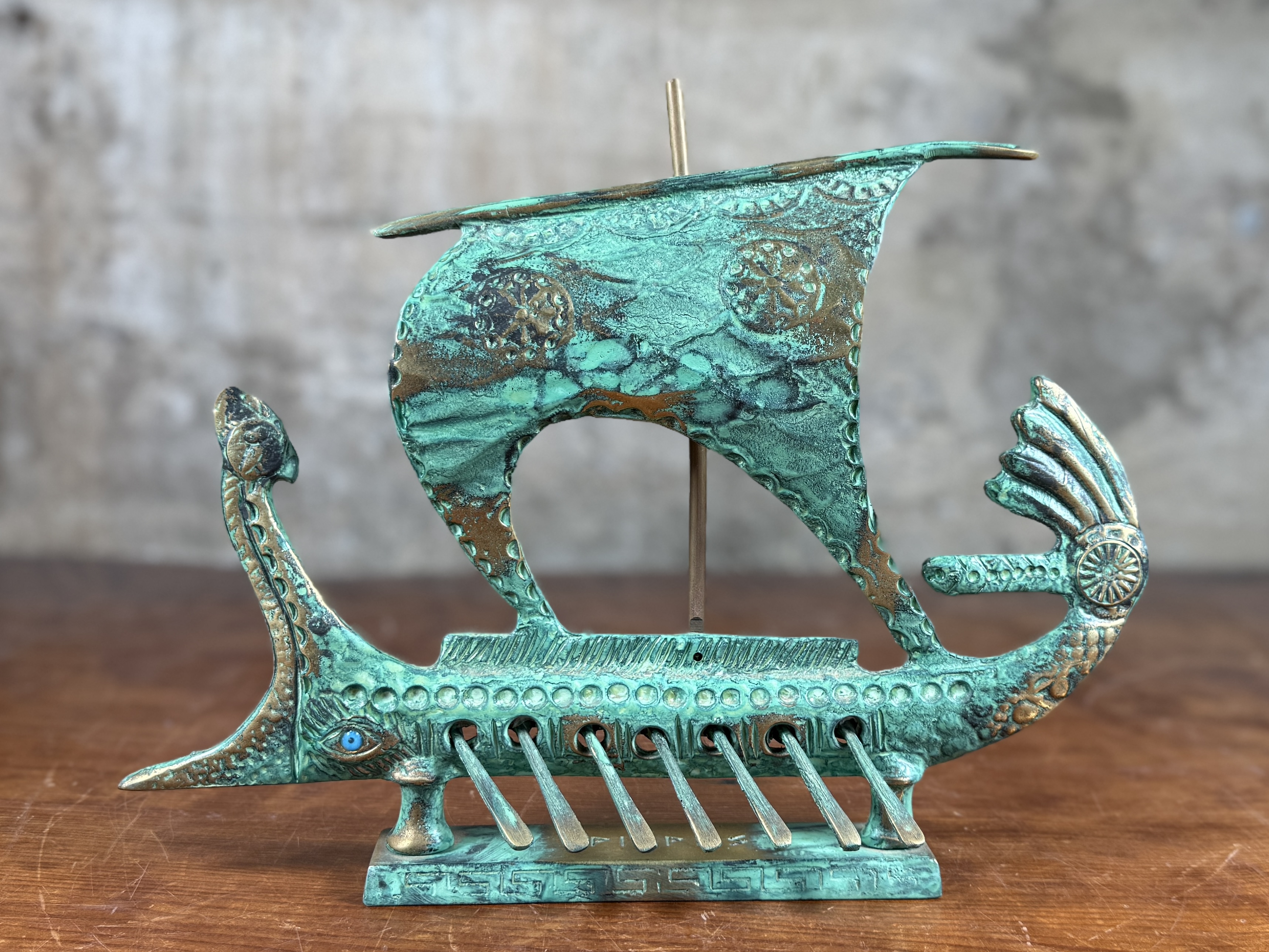 ANCIENT TRIREME BRONZE SCULPTURE