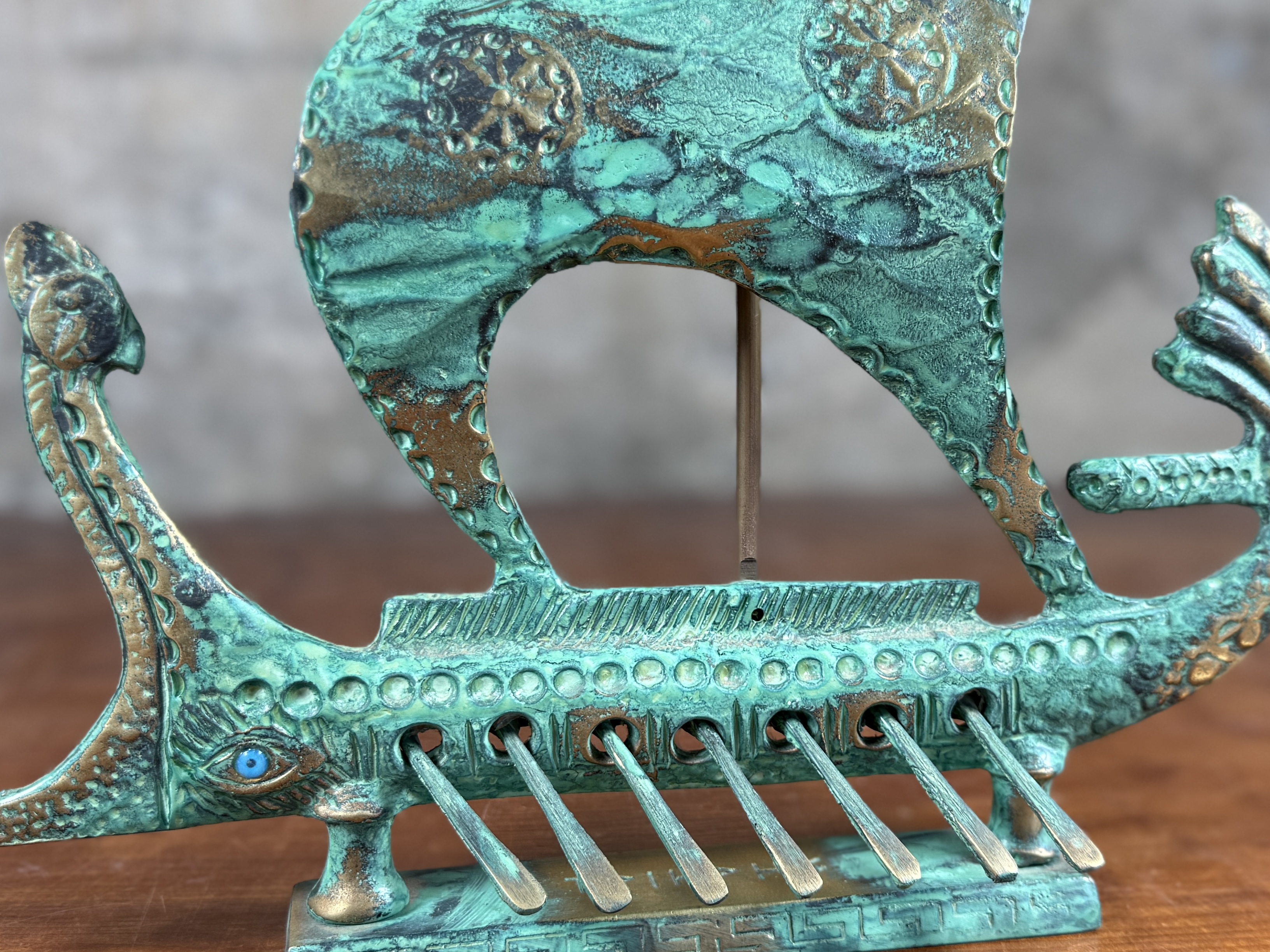 ANCIENT TRIREME BRONZE SCULPTURE