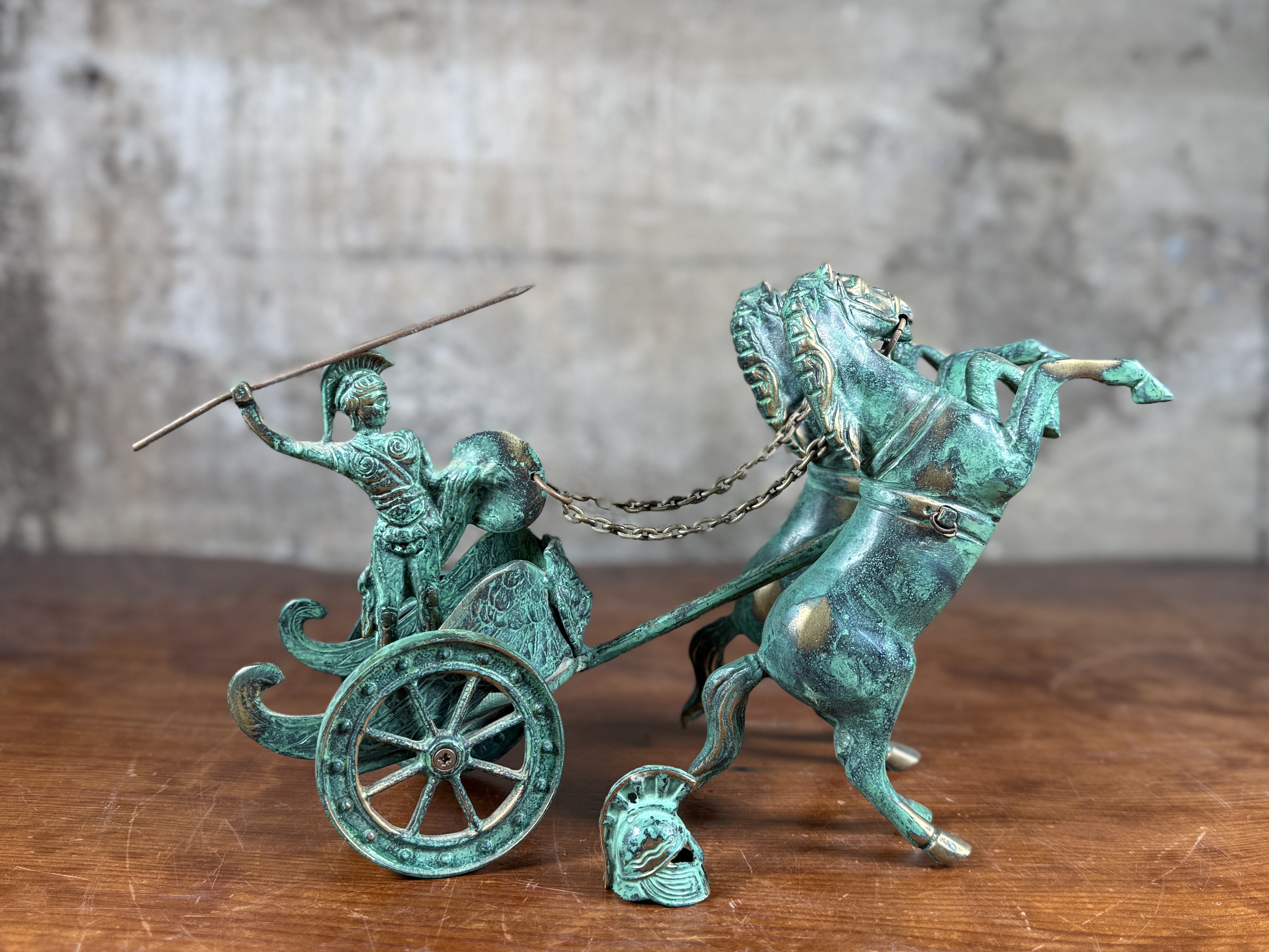 ACHILLES ON A CHARIOT, BRONZE SCULPTURE