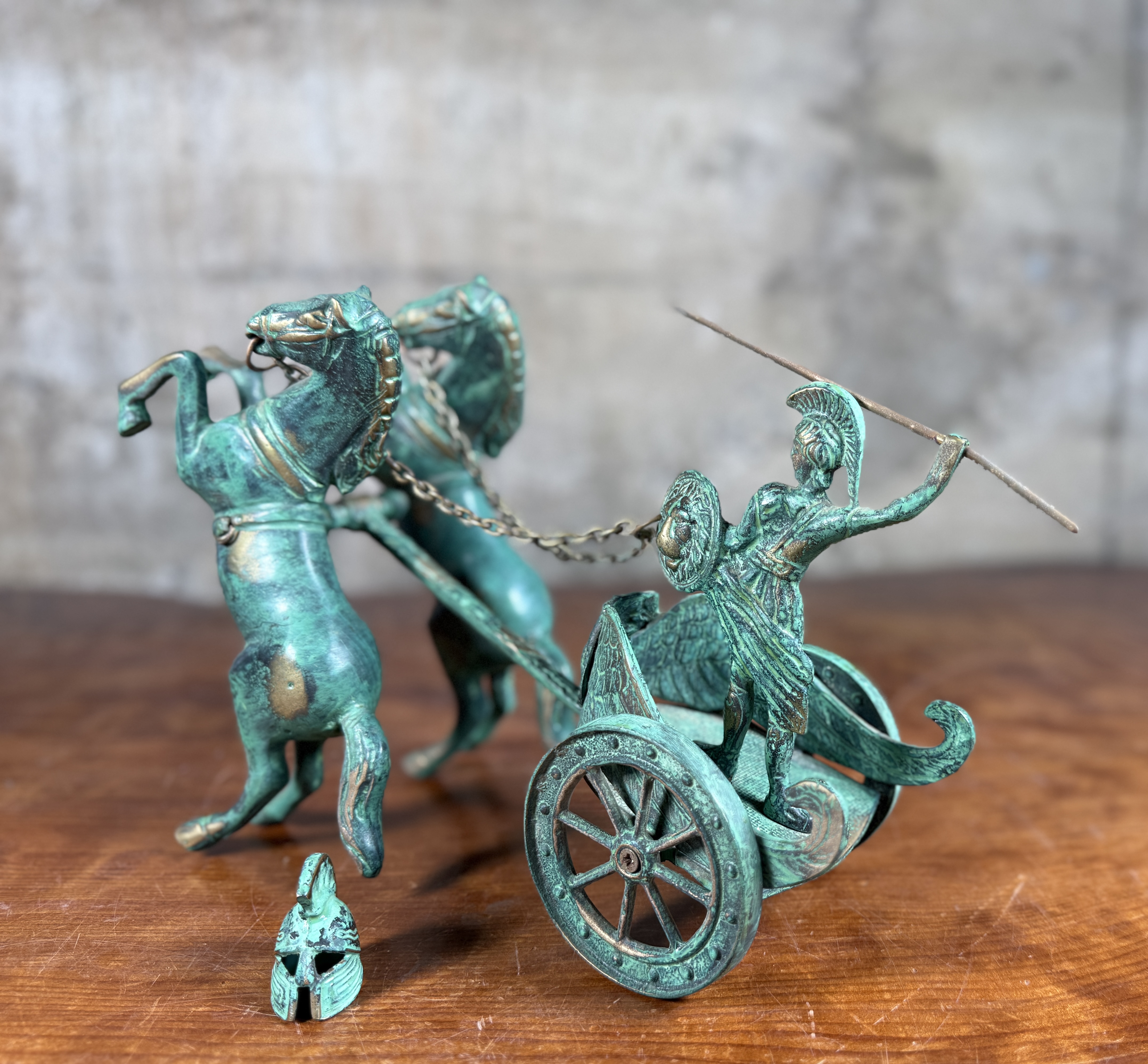 ACHILLES ON A CHARIOT, BRONZE SCULPTURE