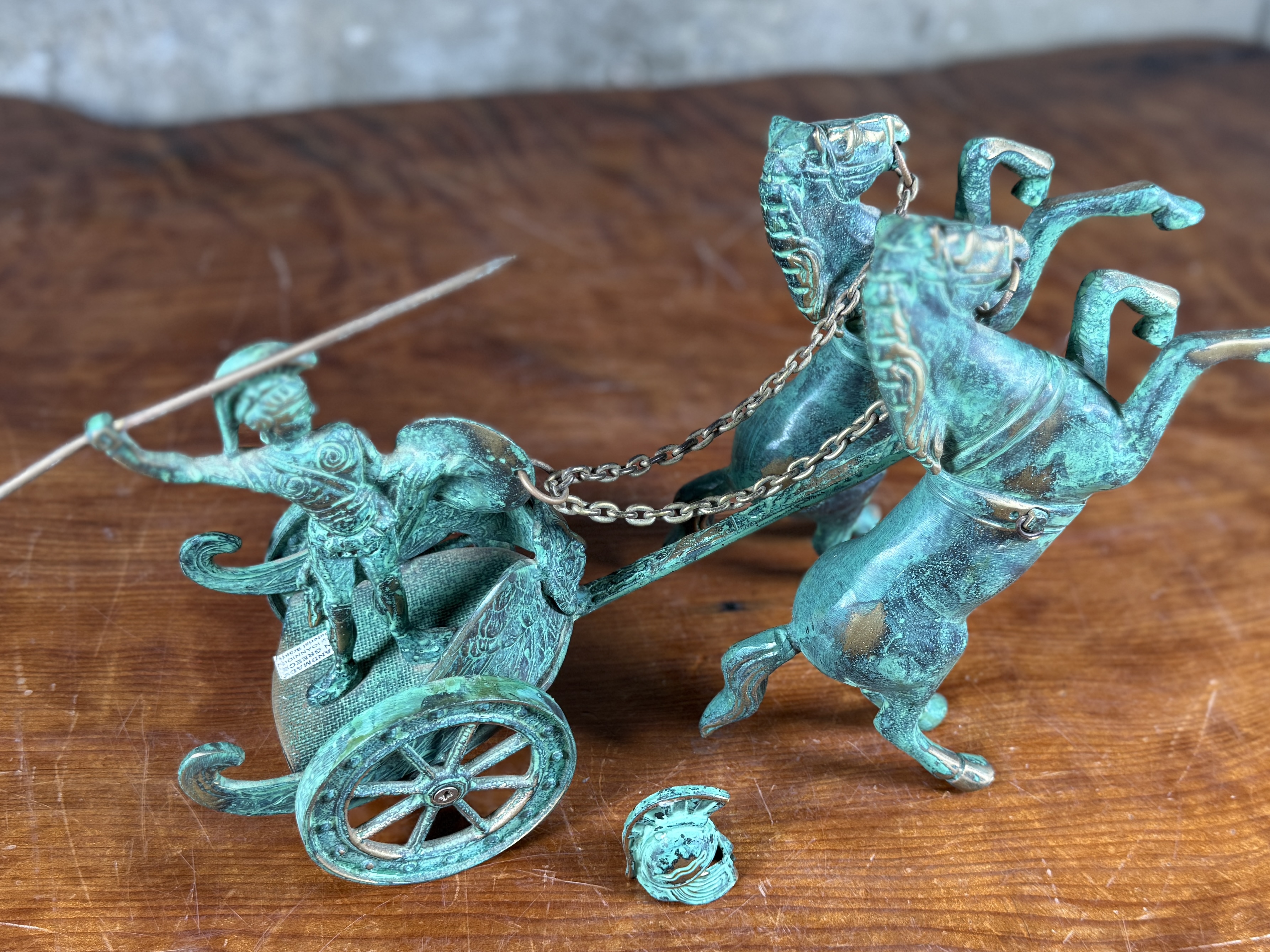 ACHILLES ON A CHARIOT, BRONZE SCULPTURE