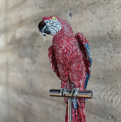 JAY STRONGWATER, MACAW SCULPTURE. This lot features a stunning Macaw sculpture by listed artist 