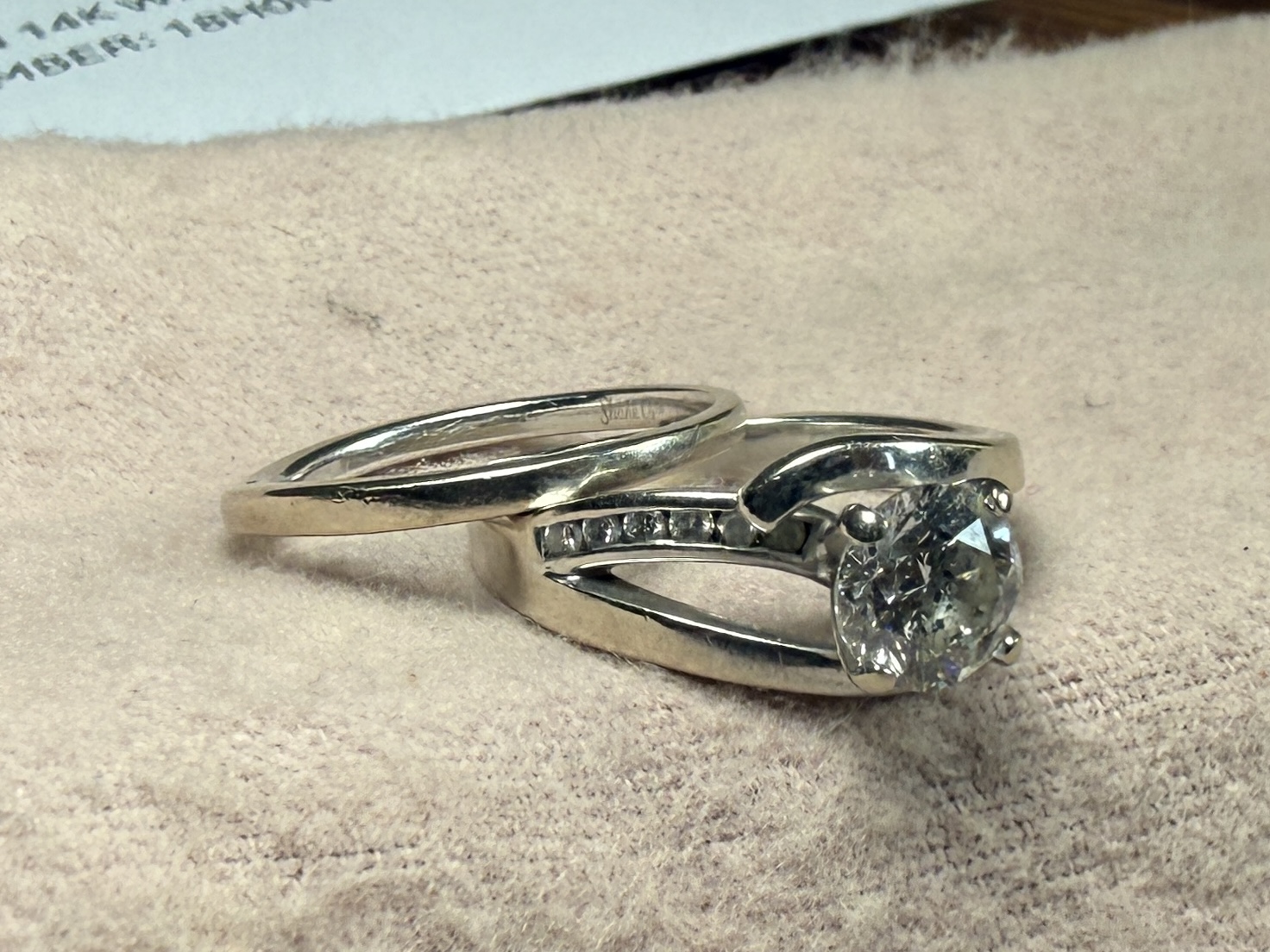 14K GOLD & DIAMOND WEDDING RING & BAND SET