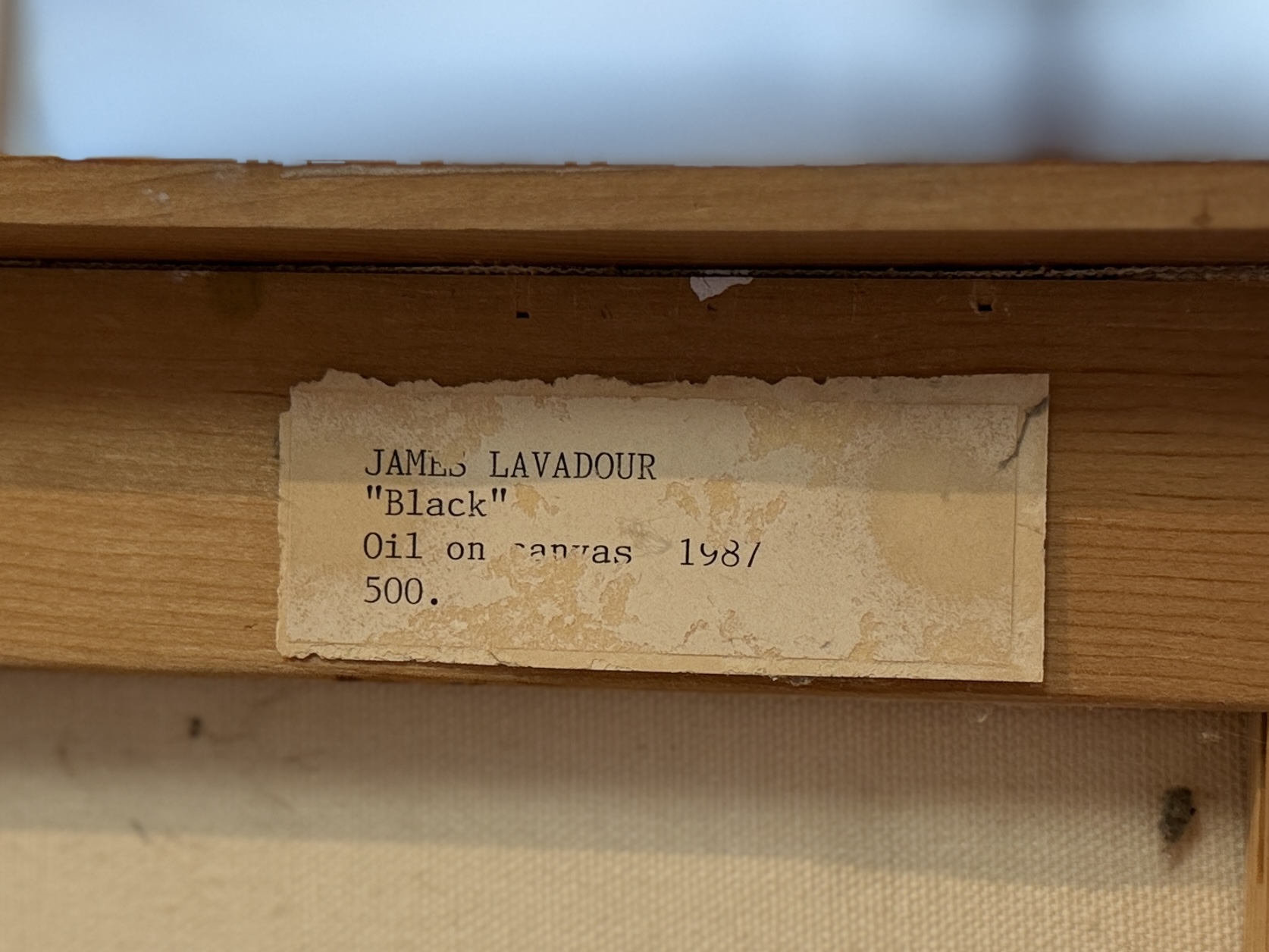 JAMES LAVADOUR, "BLACK"