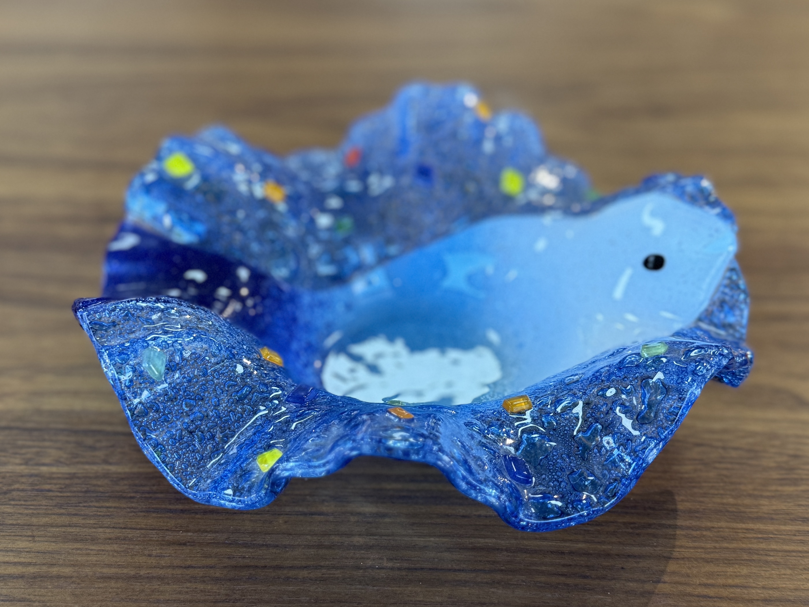 FISH THEMED FUSED ART GLASS BOWL #1