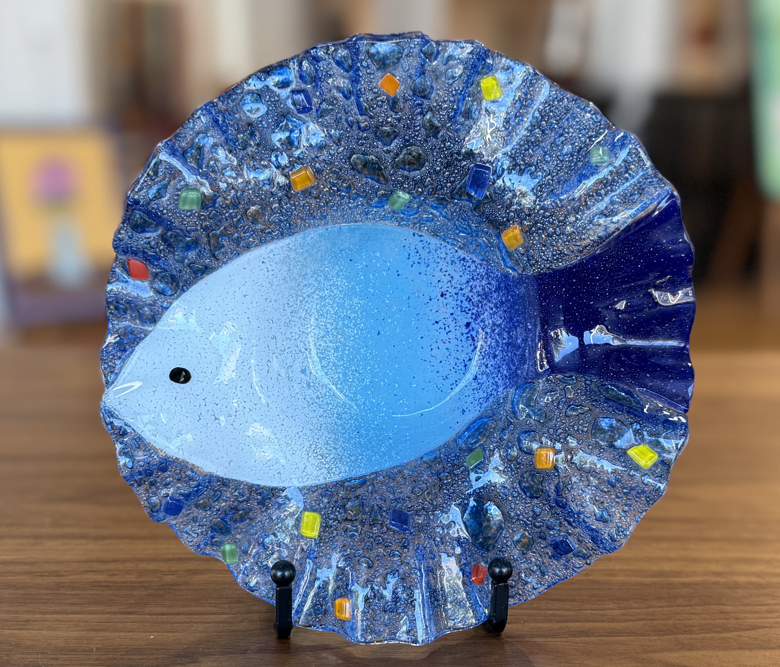 FISH THEMED FUSED ART GLASS BOWL #1