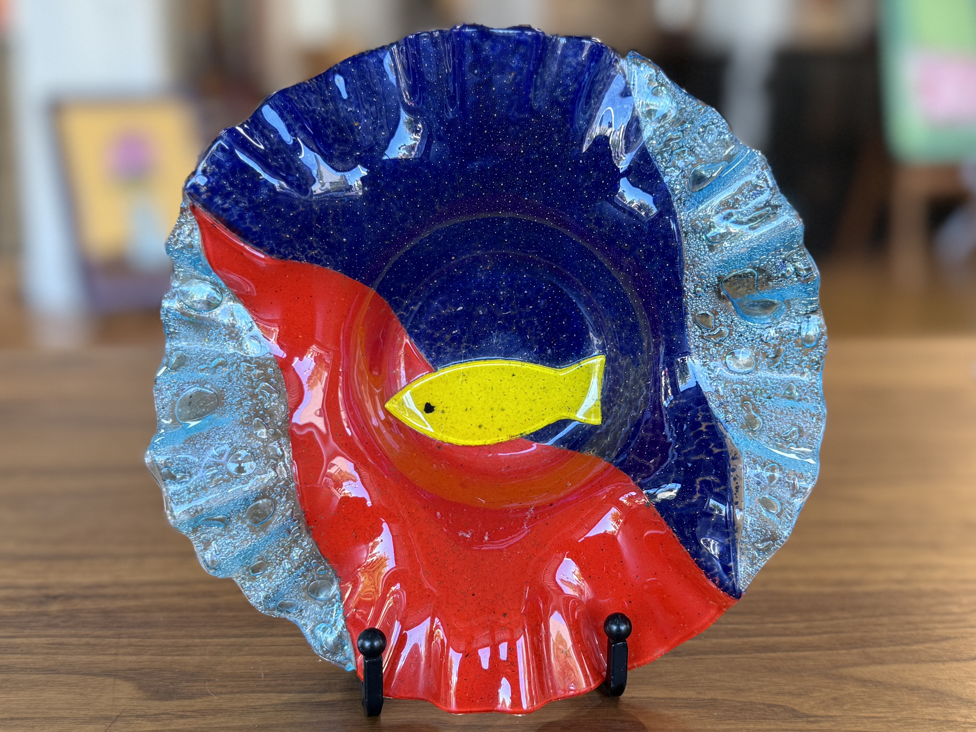 FISH THEMED FUSED ART GLASS BOWL #2