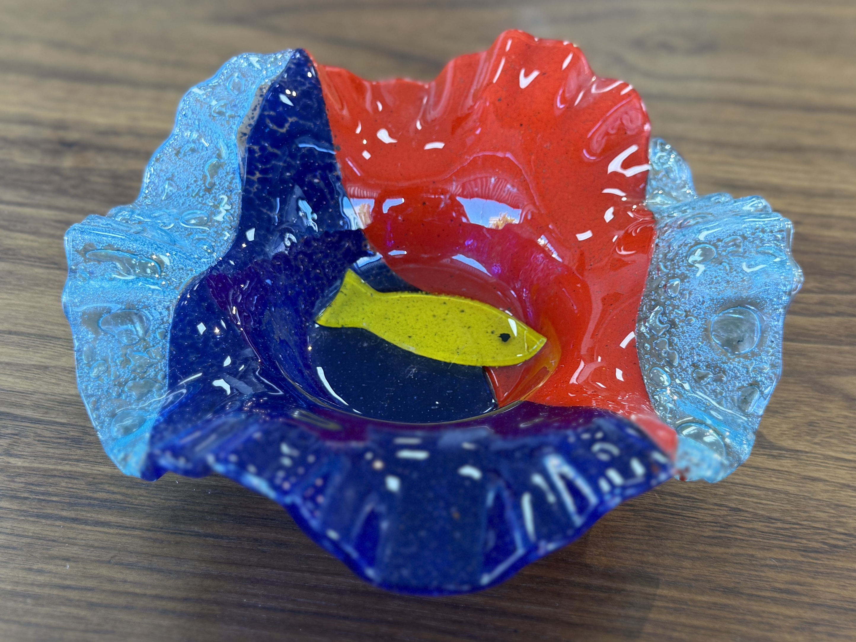 FISH THEMED FUSED ART GLASS BOWL #2