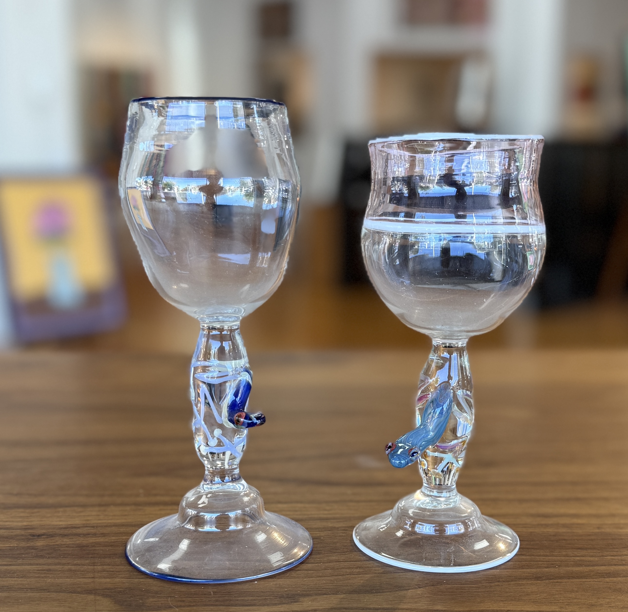 PAIR OF MURANO FUSED WINE GLASSES