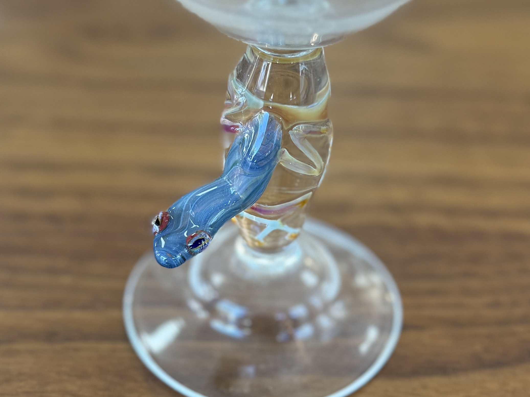PAIR OF MURANO FUSED WINE GLASSES
