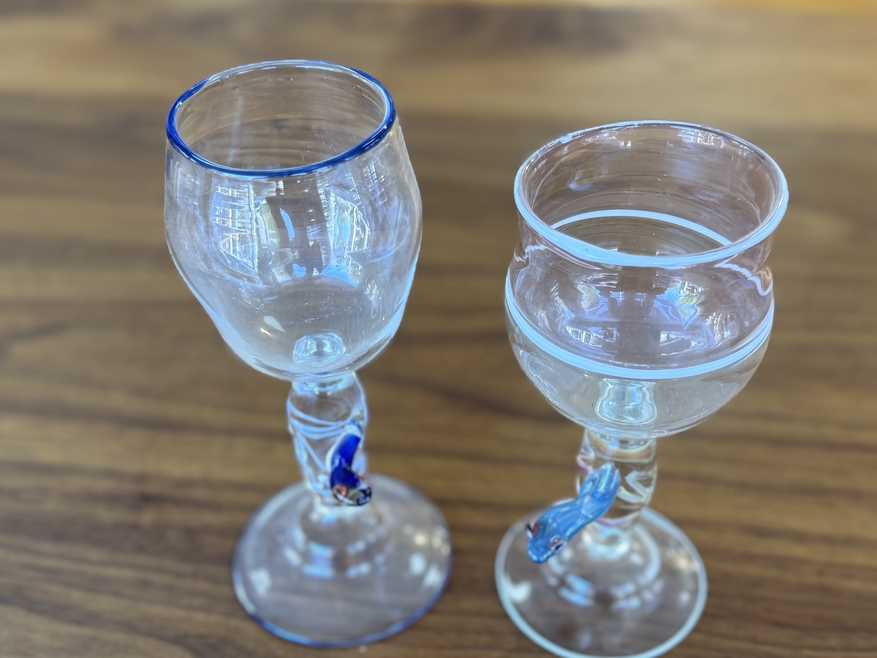 PAIR OF MURANO FUSED WINE GLASSES