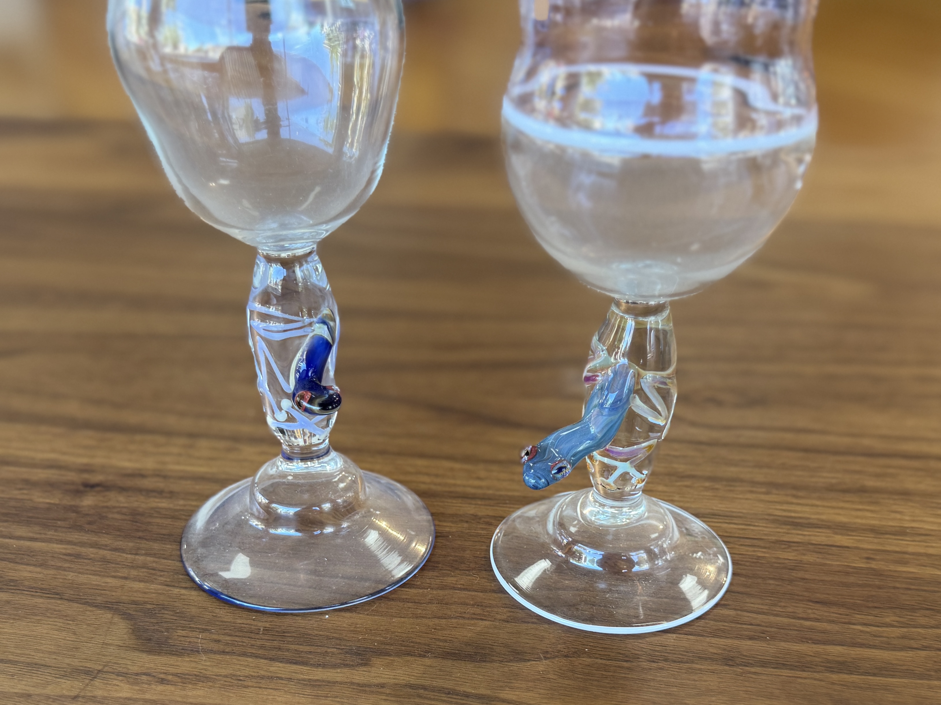 PAIR OF MURANO FUSED WINE GLASSES