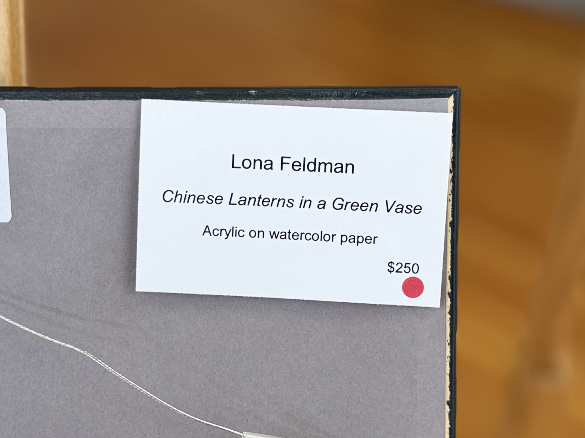 LONA FELDMAN, "CHINESE LANTERNS IN A GREEN VASE"