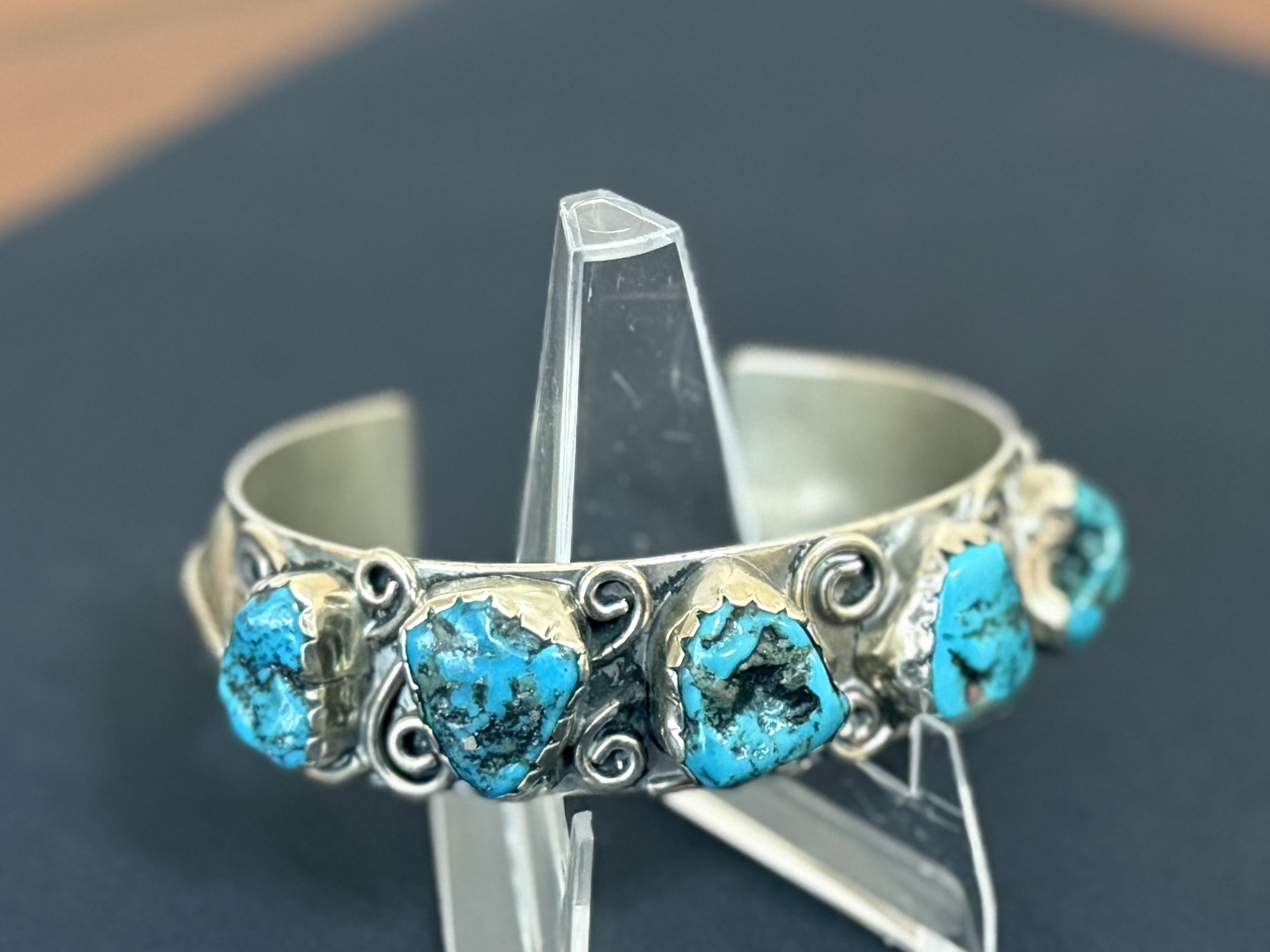 STERLING SILVER CUFF WITH TURQUOISE NUGGETS