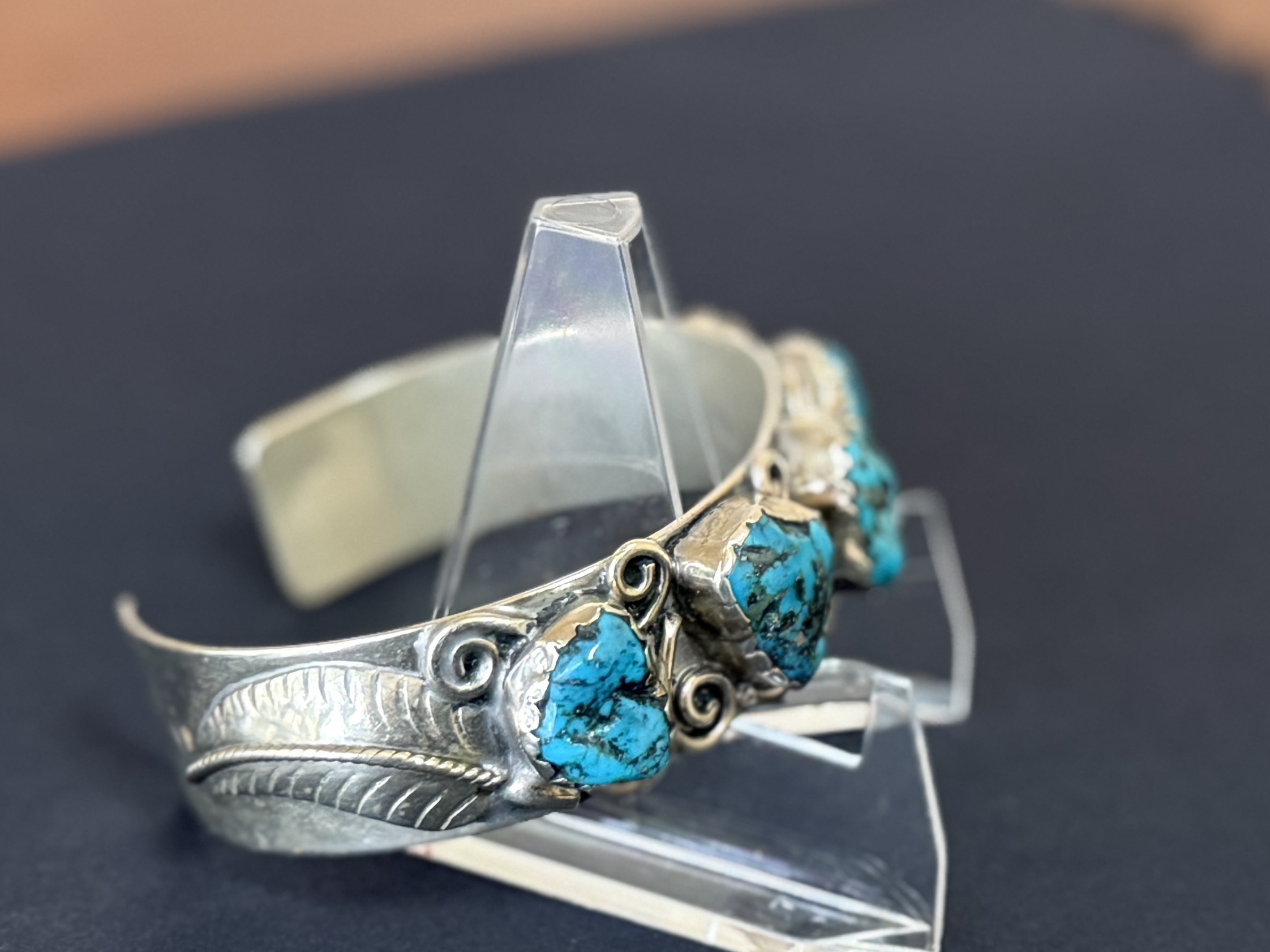 STERLING SILVER CUFF WITH TURQUOISE NUGGETS