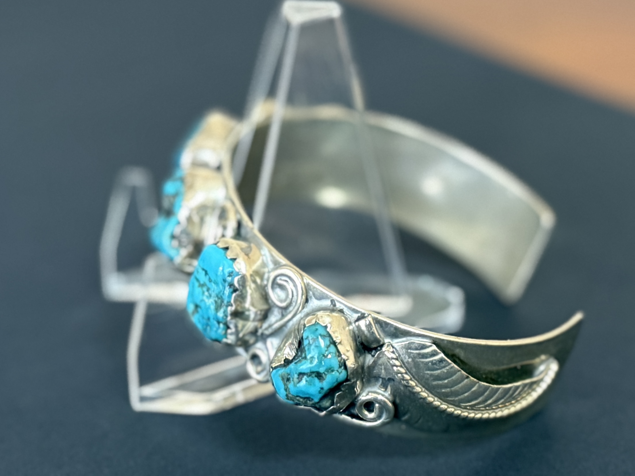 STERLING SILVER CUFF WITH TURQUOISE NUGGETS
