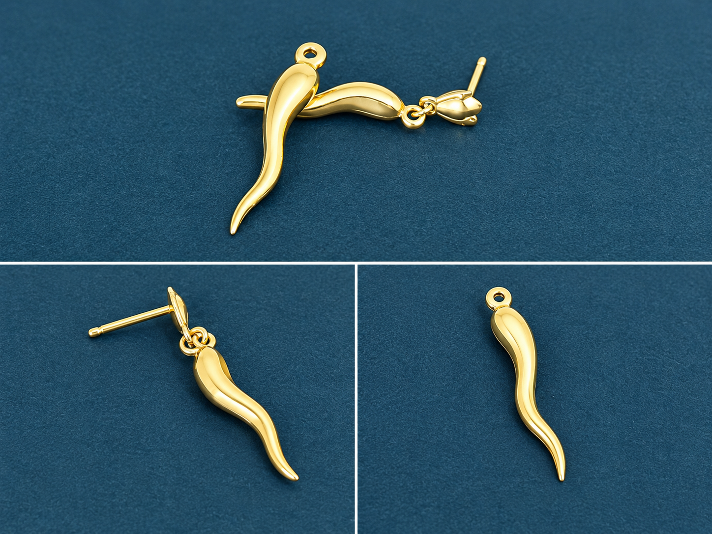 14K CORNICELLO DESIGN EARRING OR PENDANT CHARM