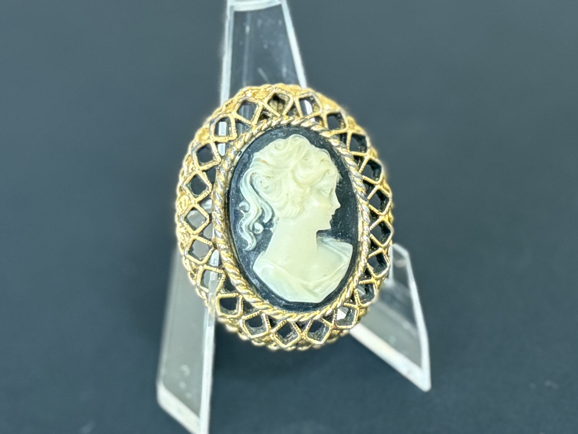 BLACK & WHITE CAMEO BROOCH