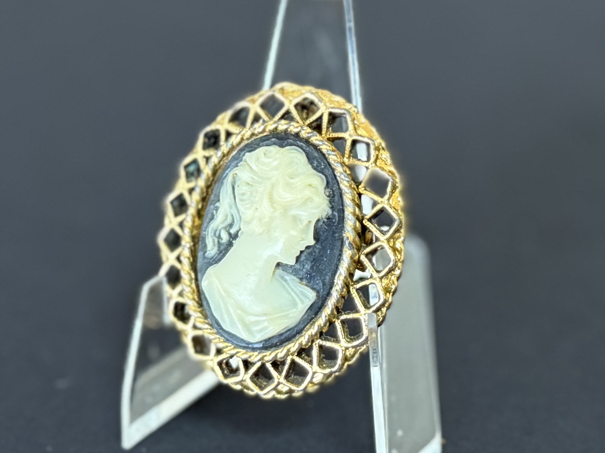 BLACK & WHITE CAMEO BROOCH