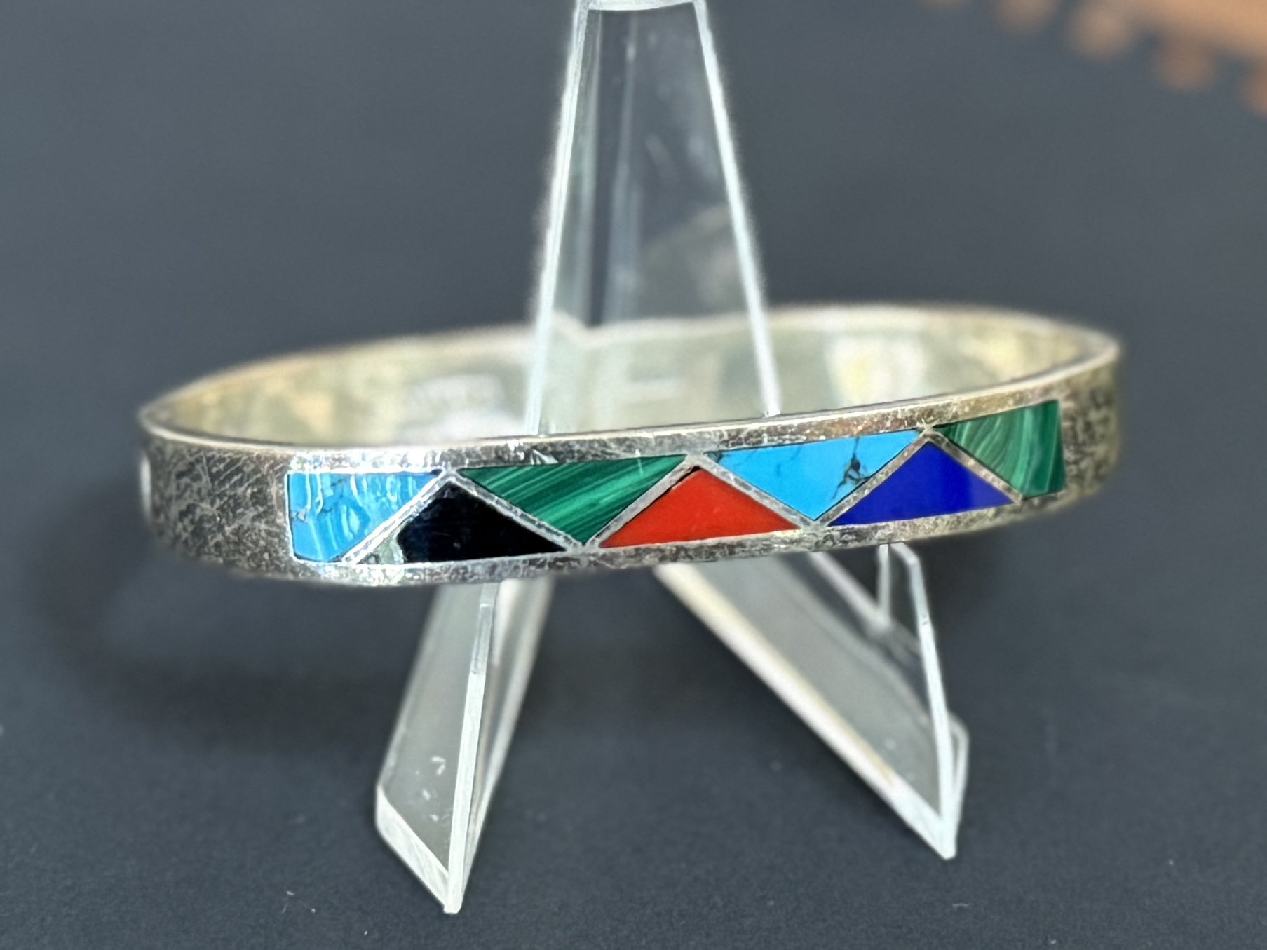 STERLING CUFF WITH GEMSTONE INLAY