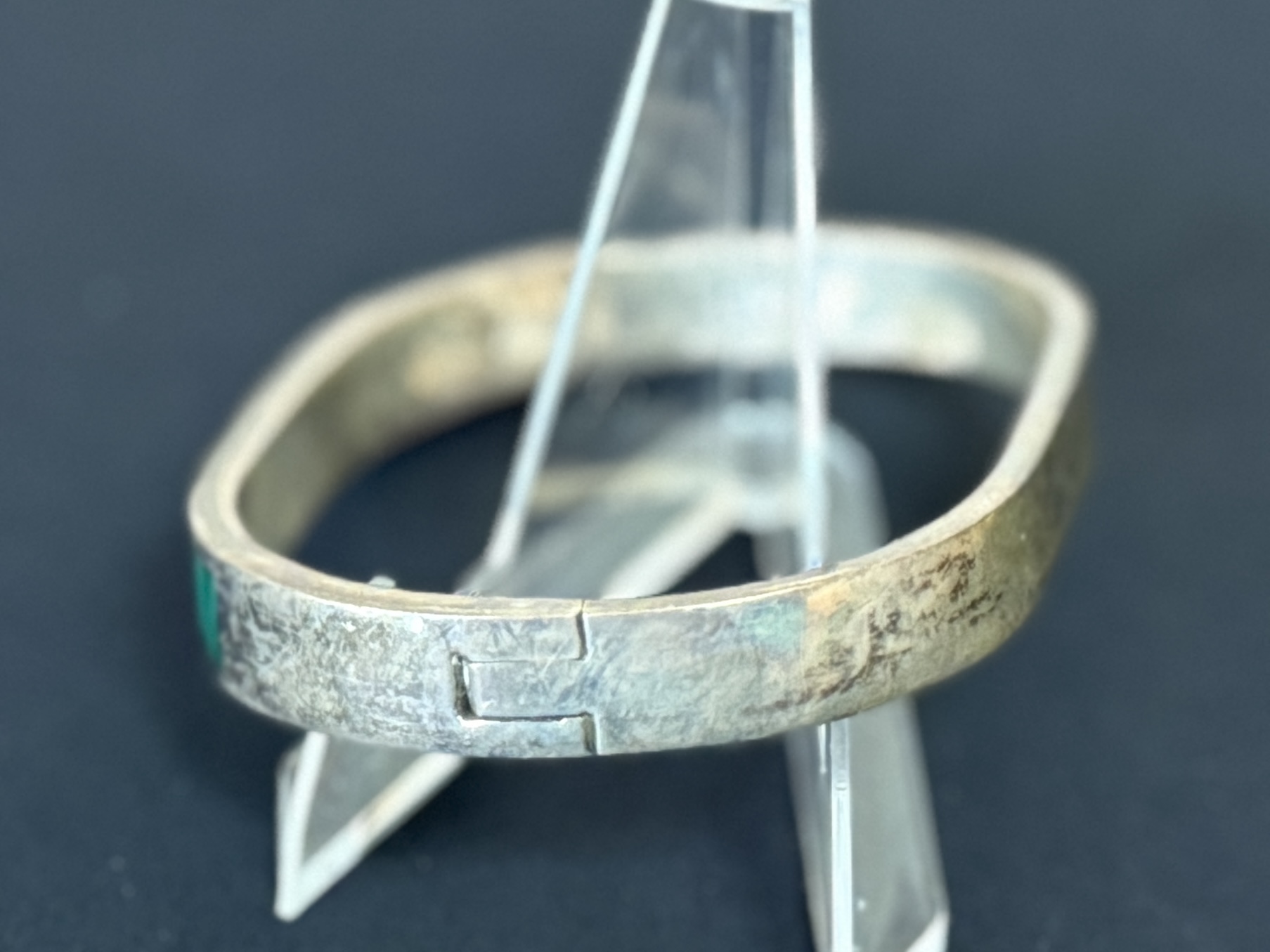 STERLING CUFF WITH GEMSTONE INLAY