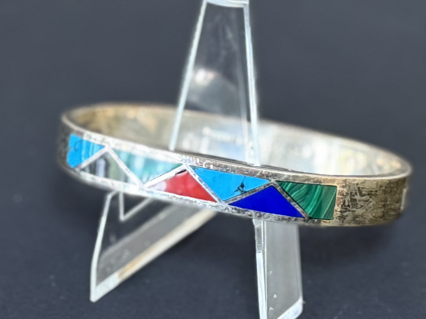 STERLING CUFF WITH GEMSTONE INLAY