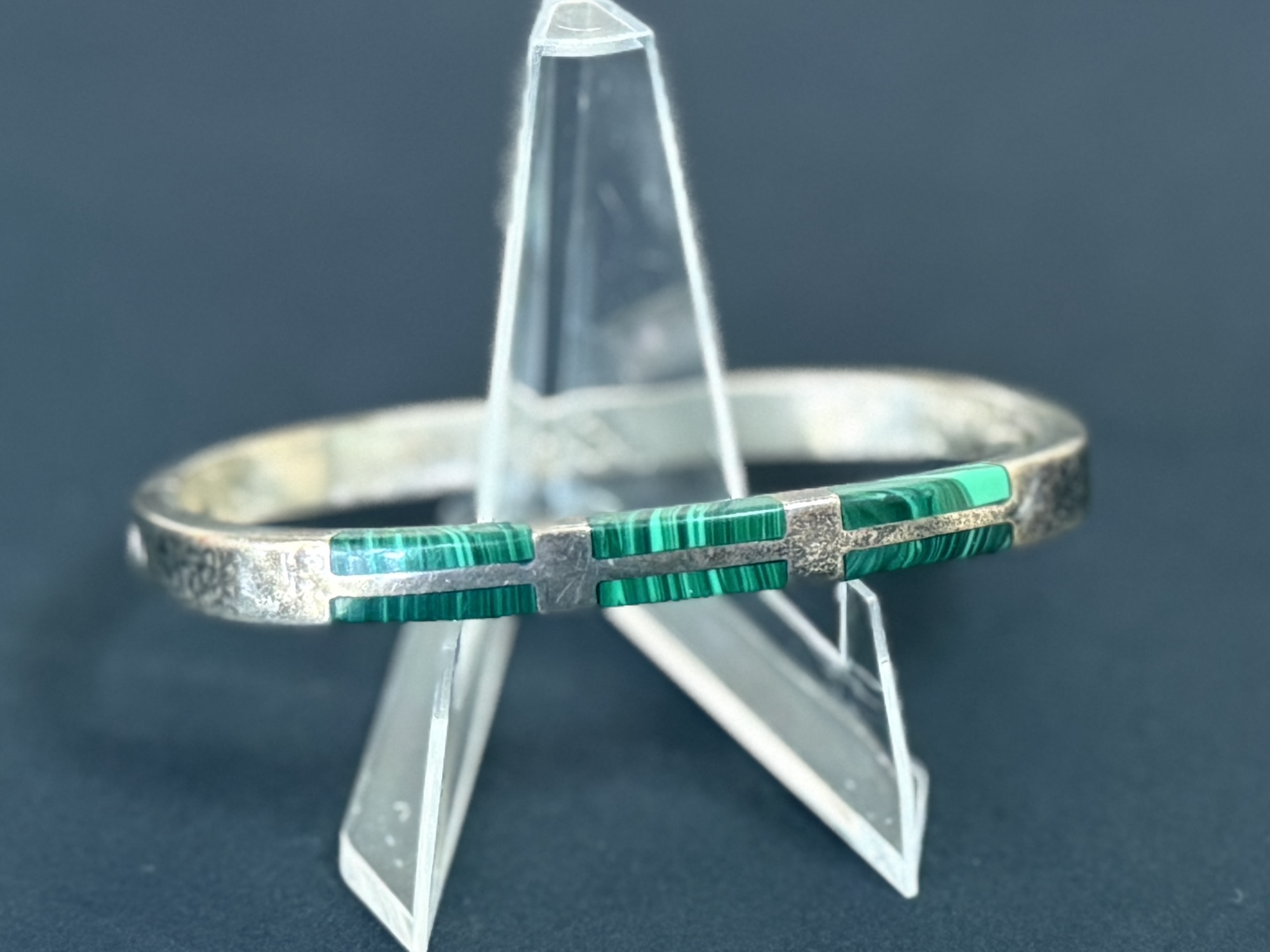 STERLING CUFF WITH MALACHITE