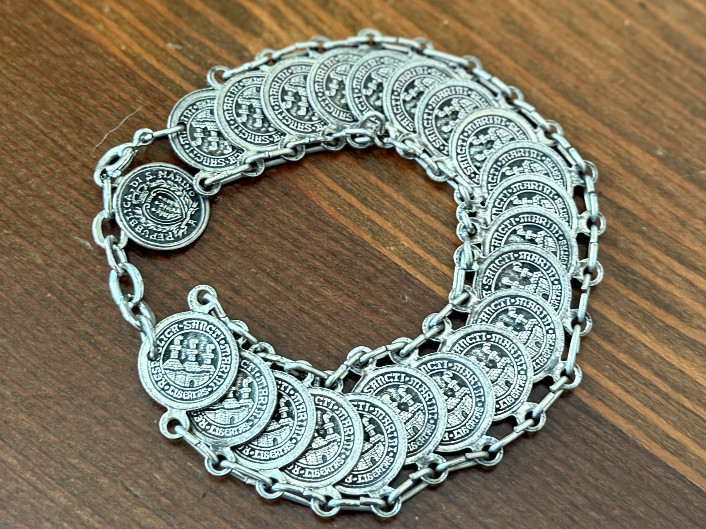 SILVER-TONE COIN BRACELET