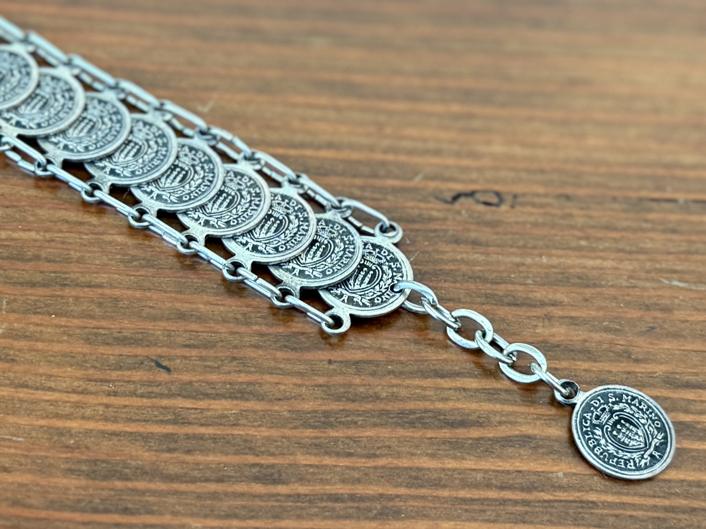 SILVER-TONE COIN BRACELET