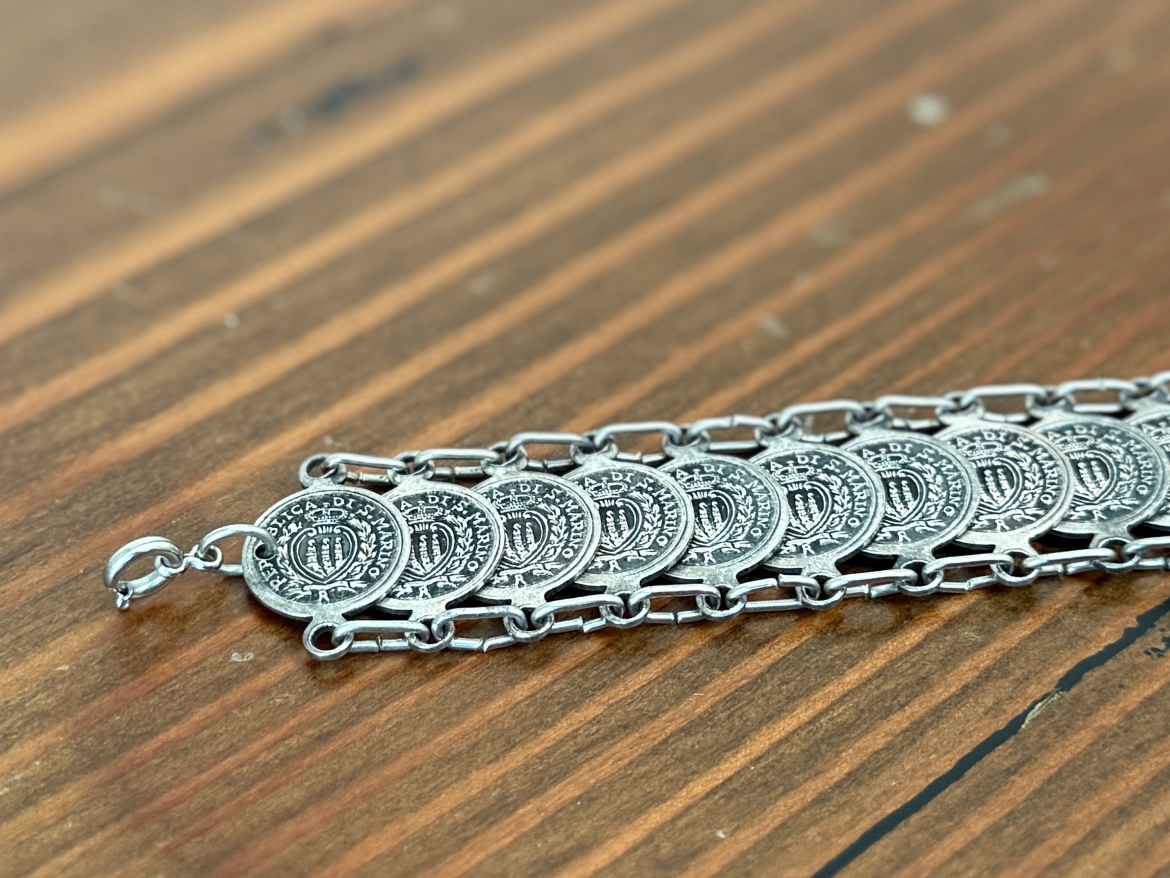 SILVER-TONE COIN BRACELET