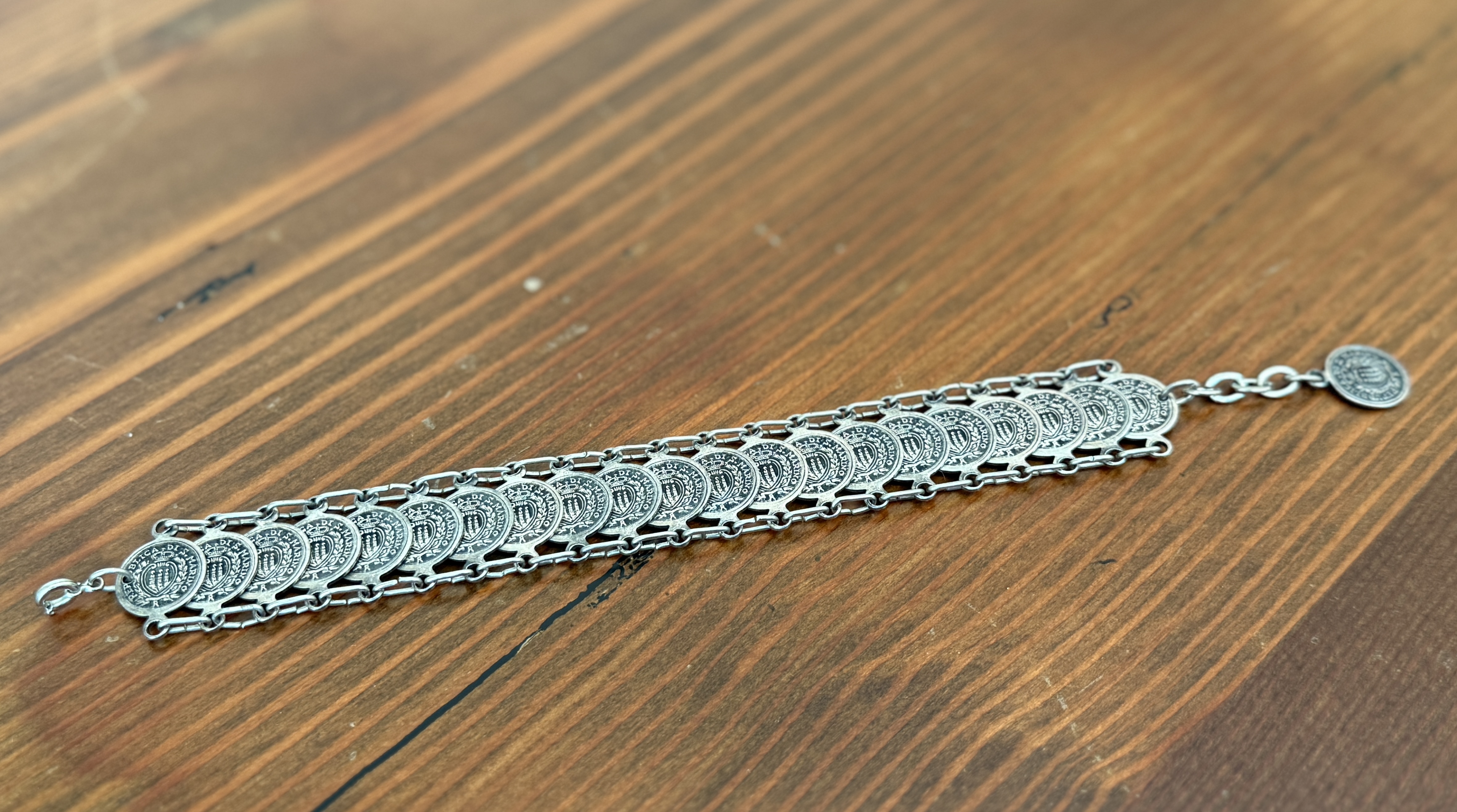 SILVER-TONE COIN BRACELET