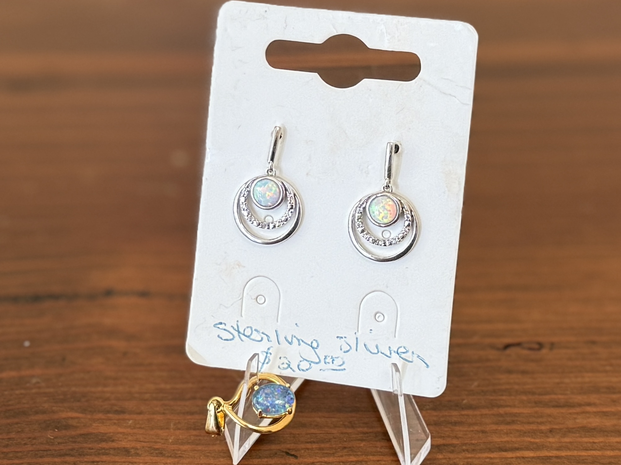 STERLING SILVER & OPAL EARRINGS AND PENDANT