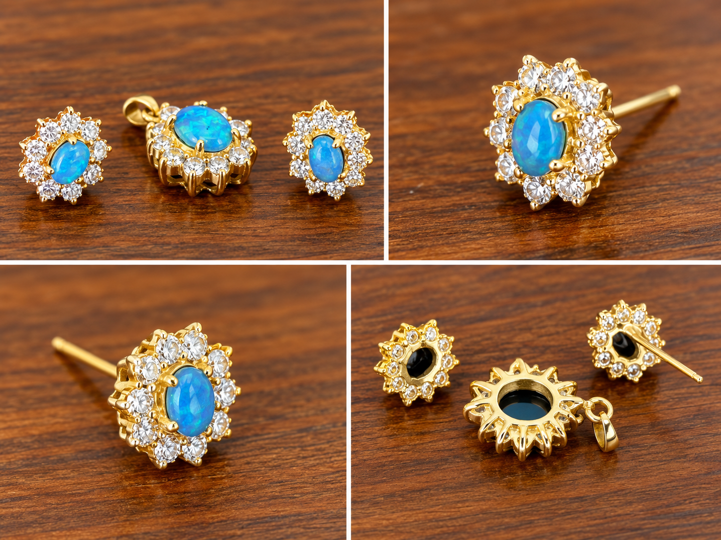 10K GOLD OPAL EARRINGS & PENDANT
