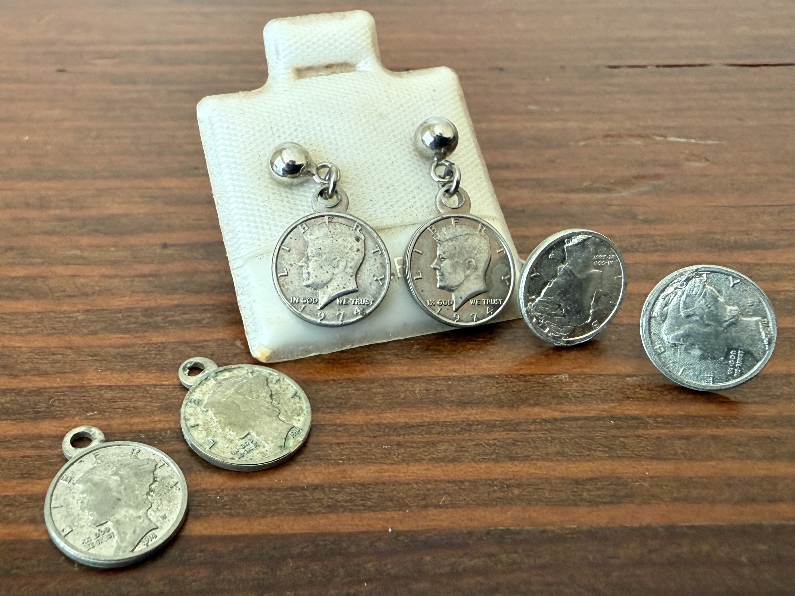 MINIATURE "COIN SILVER" EARRINGS & PENDANTS